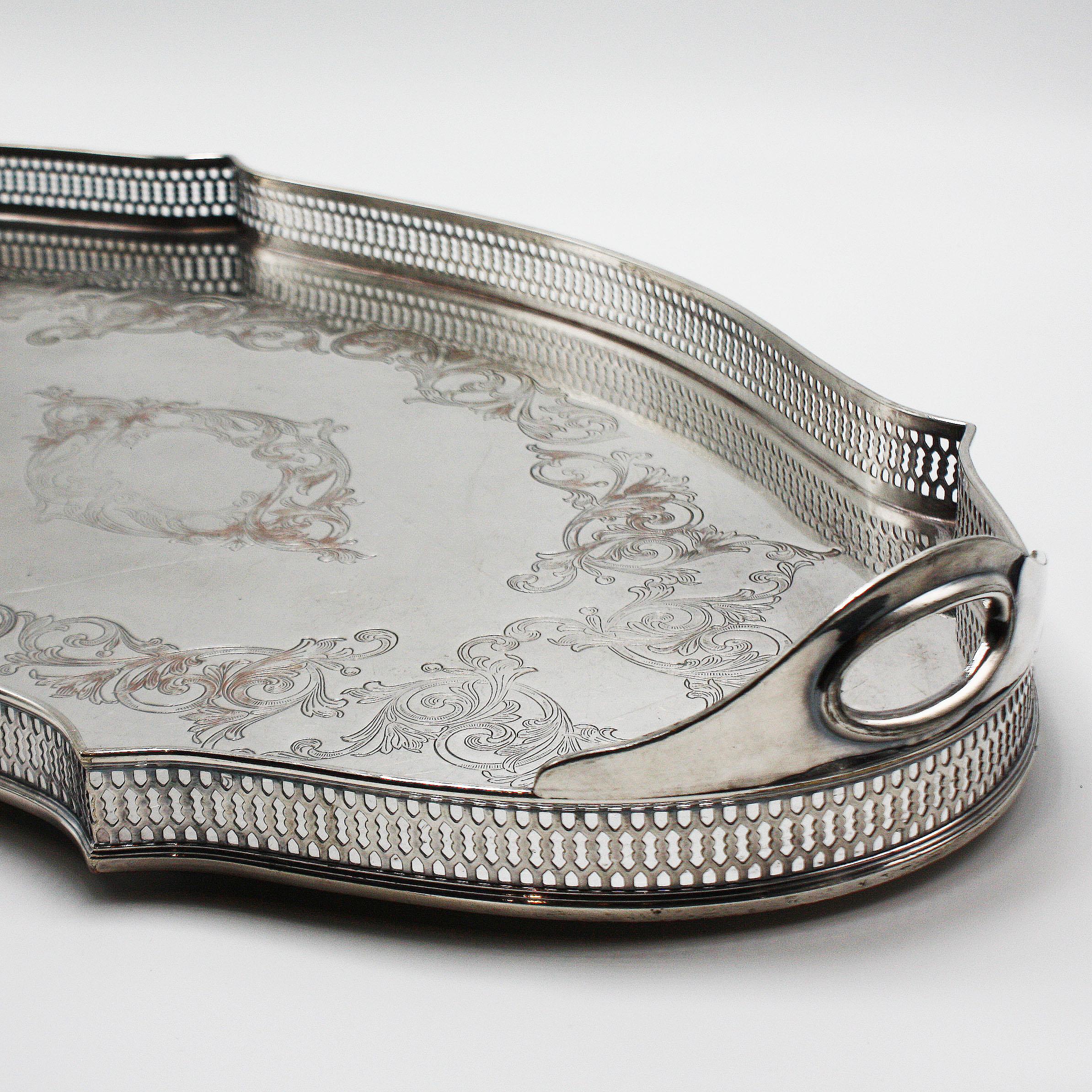 Silver plated pierced tray, circa 1940
$950.