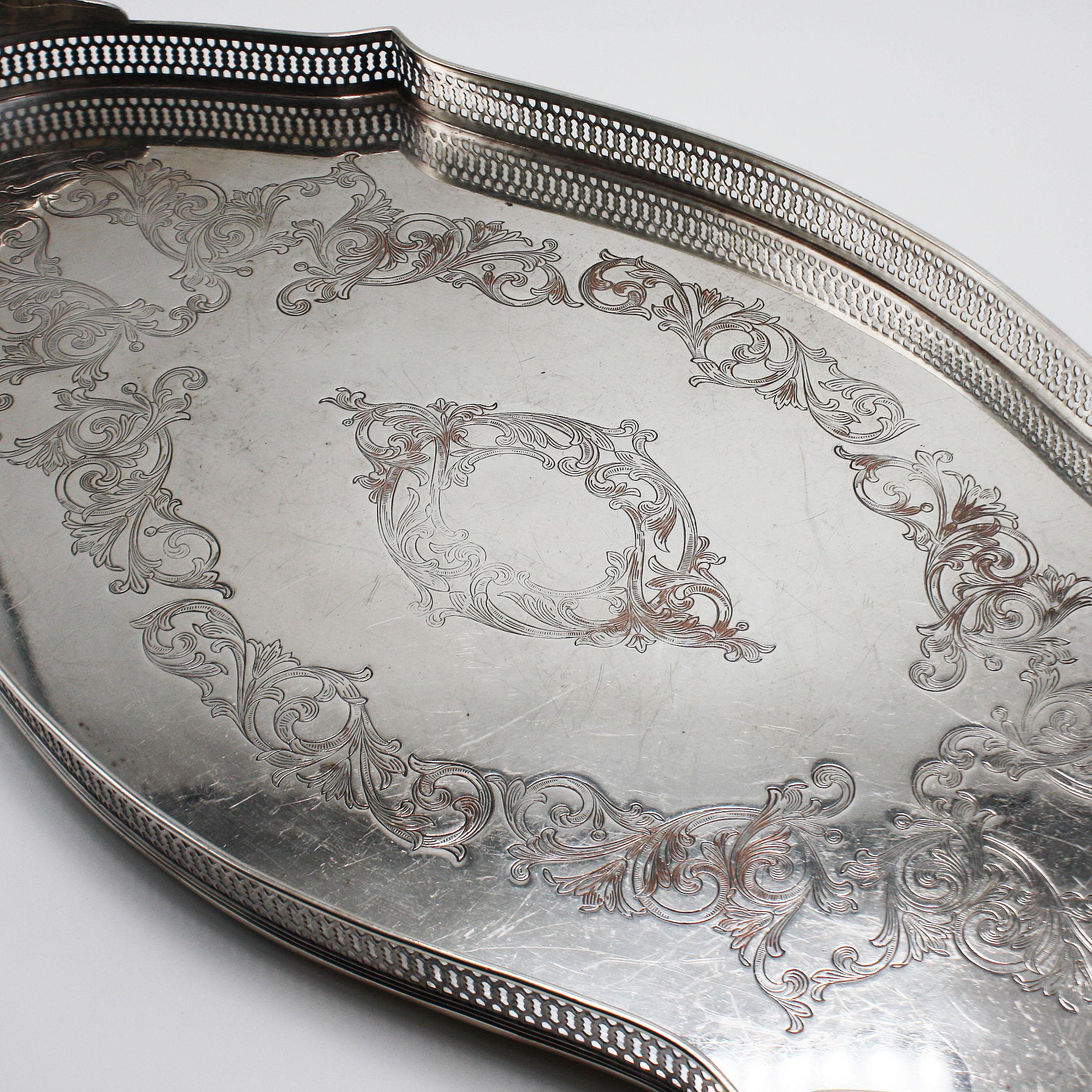 French Silver Plated Pierced Tray, circa 1940