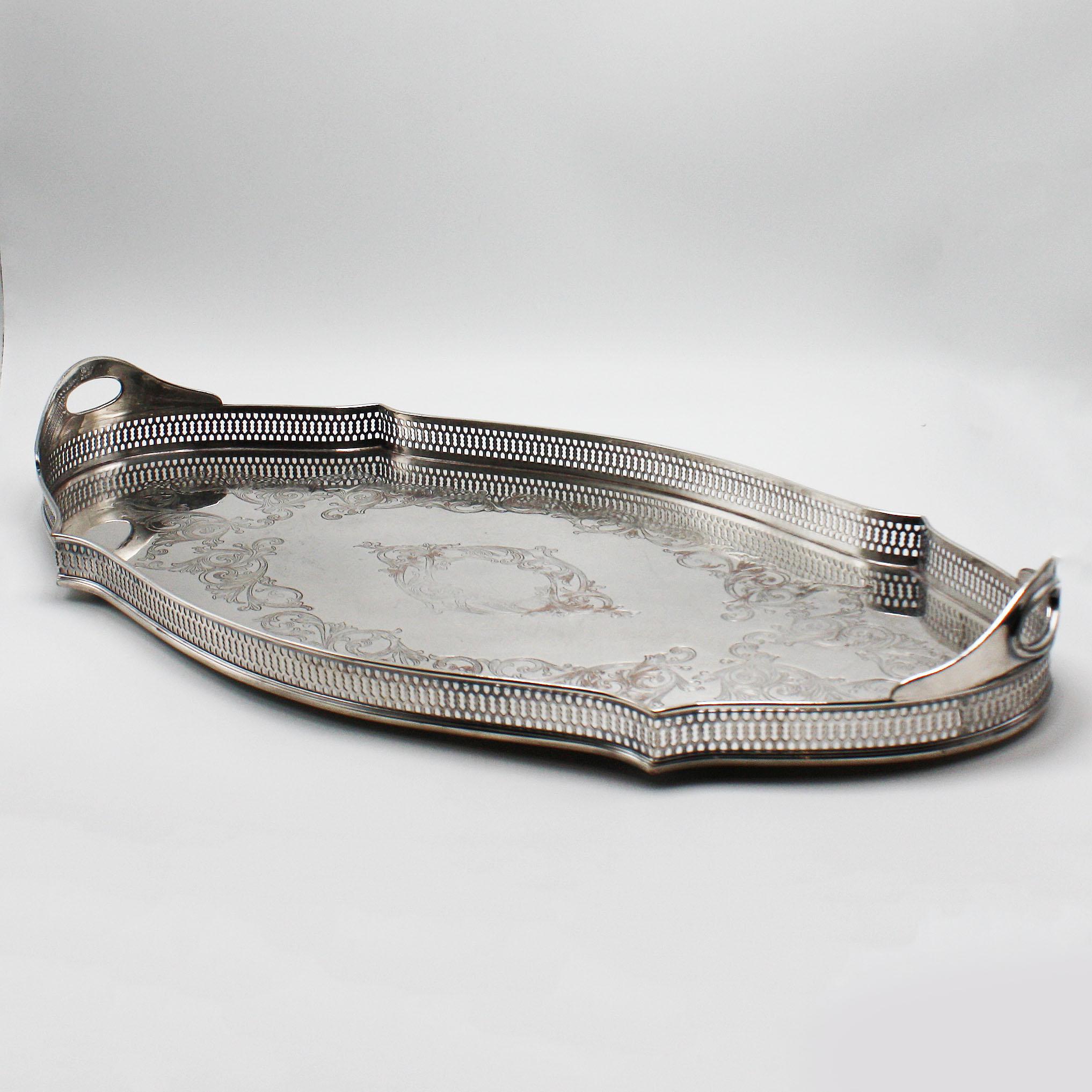 Silver Plated Pierced Tray, circa 1940 1