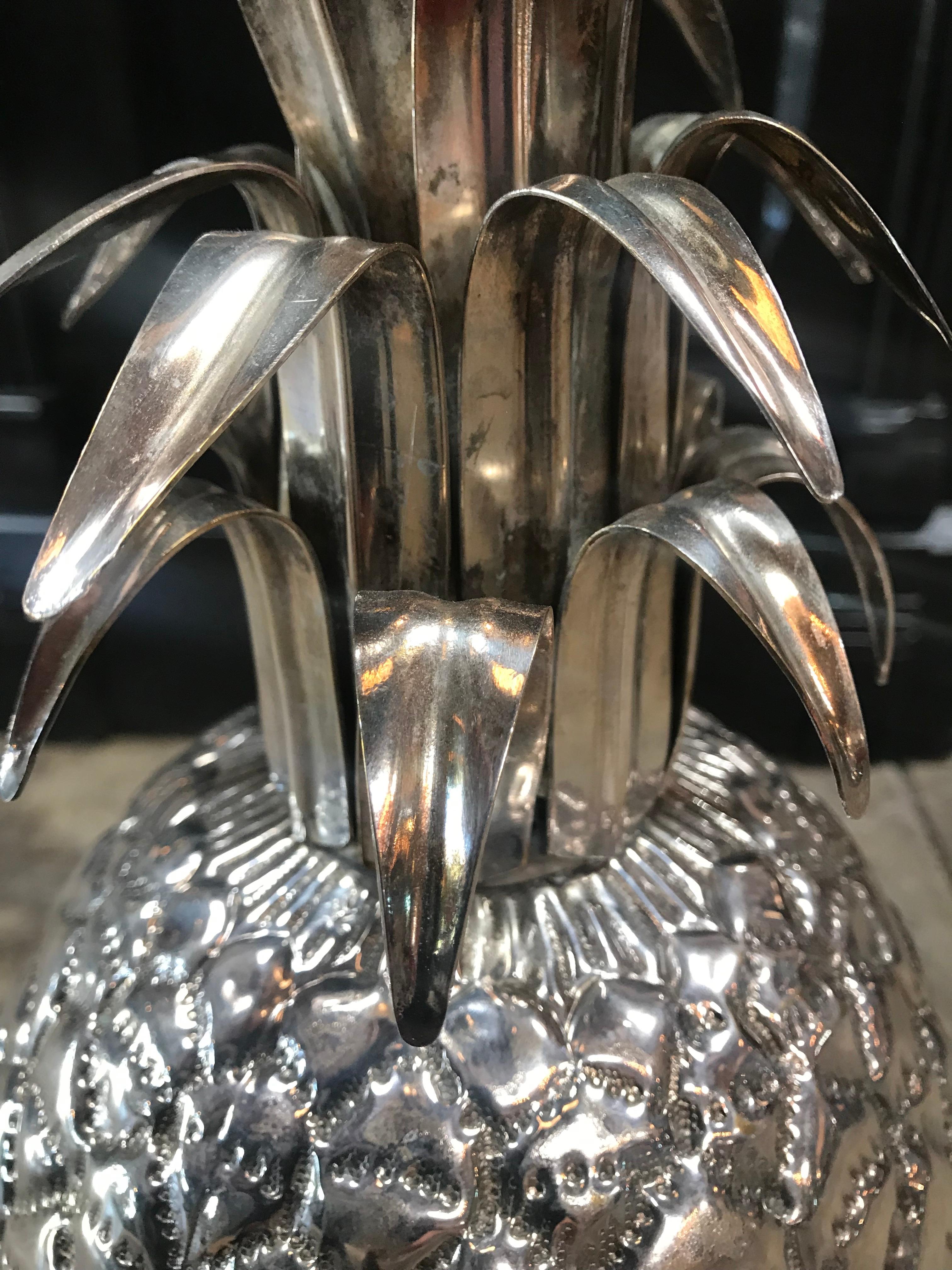 Modern Silver Plated Pineapple Ice Bucket Made in Florence, Italy by Teghini