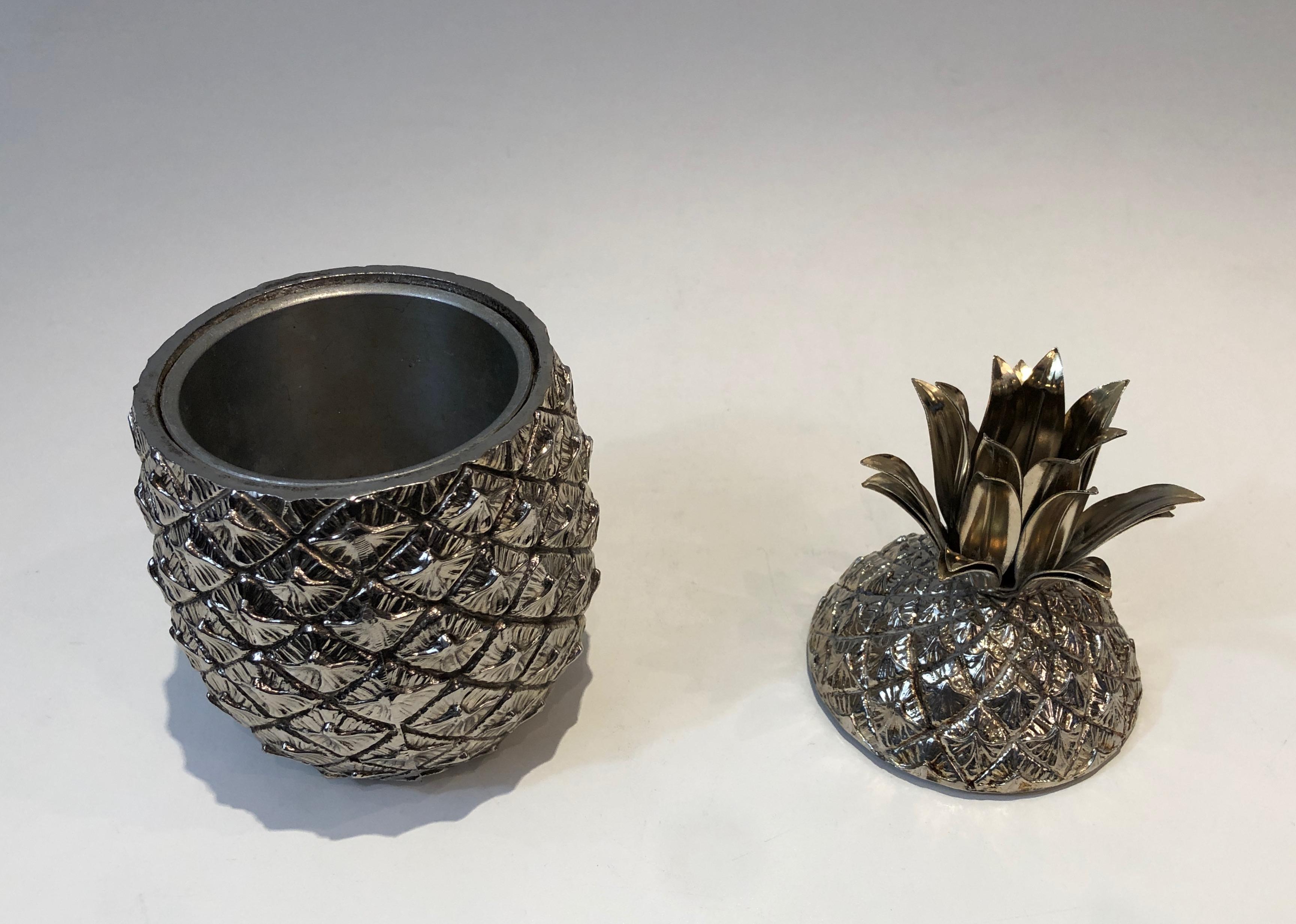 Late 20th Century Silver Plated Pineapple Ice Bucket, Italy, Circa 1970