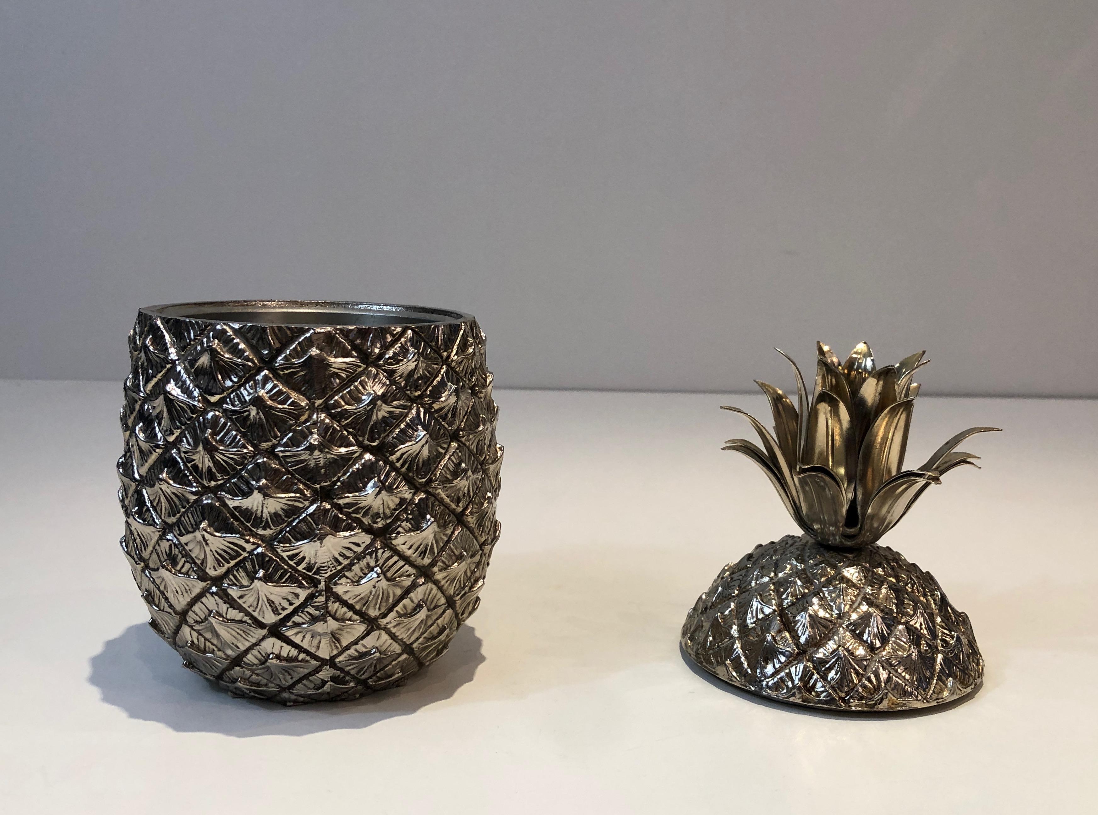 French Silver Plated Pineapple Ice Bucket, Italy, Circa 1970