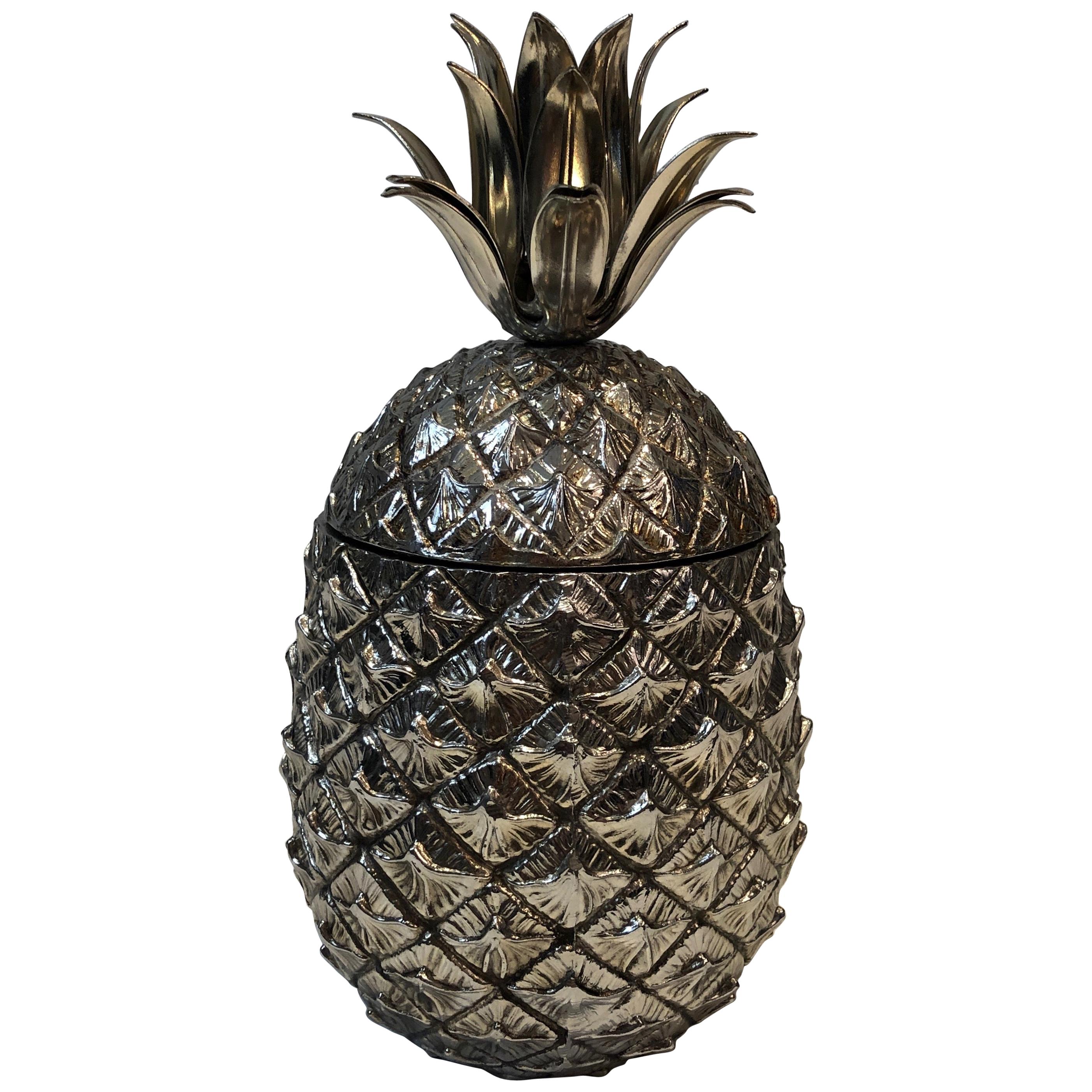 Silver Plated Pineapple Ice Bucket, Italy, Circa 1970