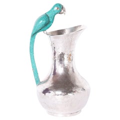 Vintage Silver Plated Pitcher with Parrot