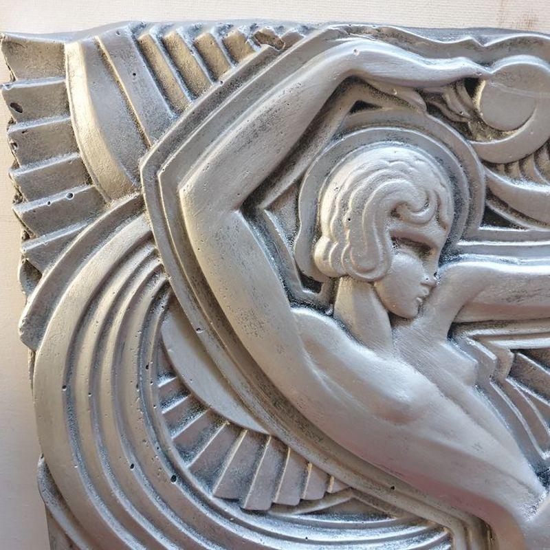 Art Deco Silver Plated Plaster Bas-Relief Remake of Maurice Picaud One