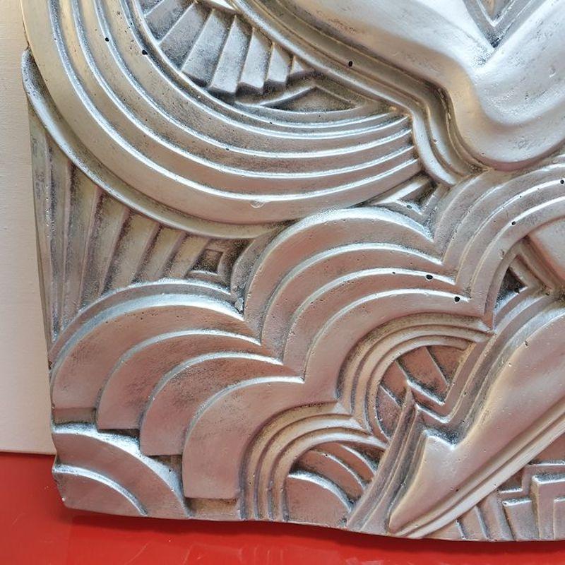 20th Century Silver Plated Plaster Bas-Relief Remake of Maurice Picaud One