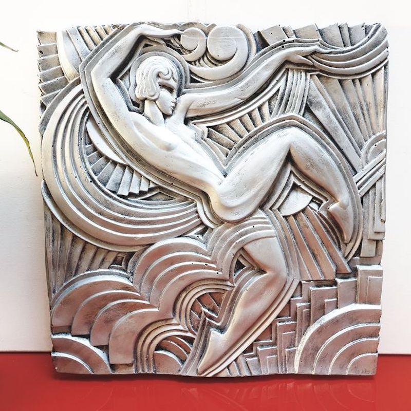 Silver Plated Plaster Bas-Relief Remake of Maurice Picaud One 1