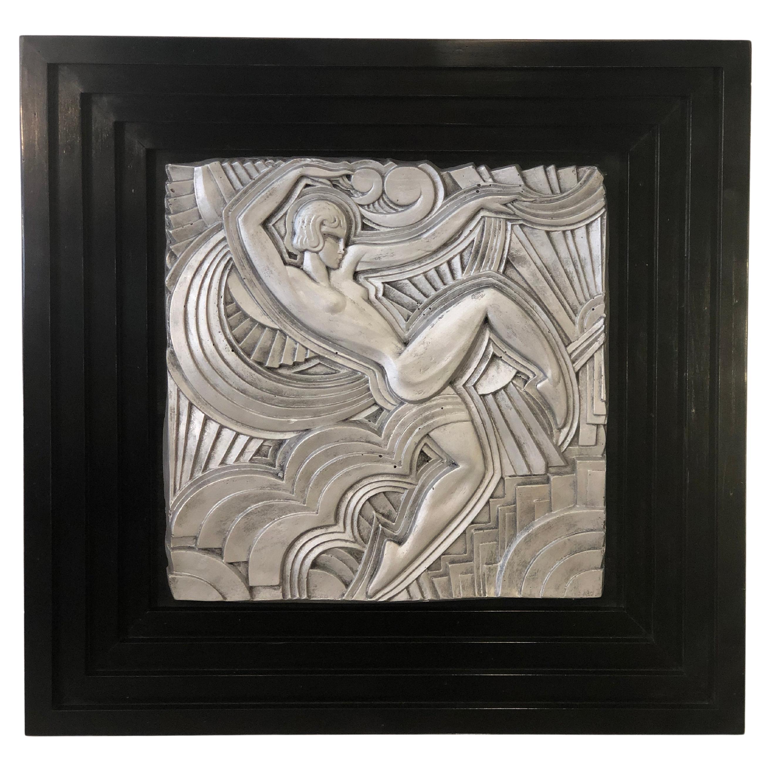 Silver Plated Plaster Bas-Relief Remake of Maurice Picaud One