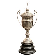 Silver Plated Polo Trophy with Wooden Base, Circa 1910-1920