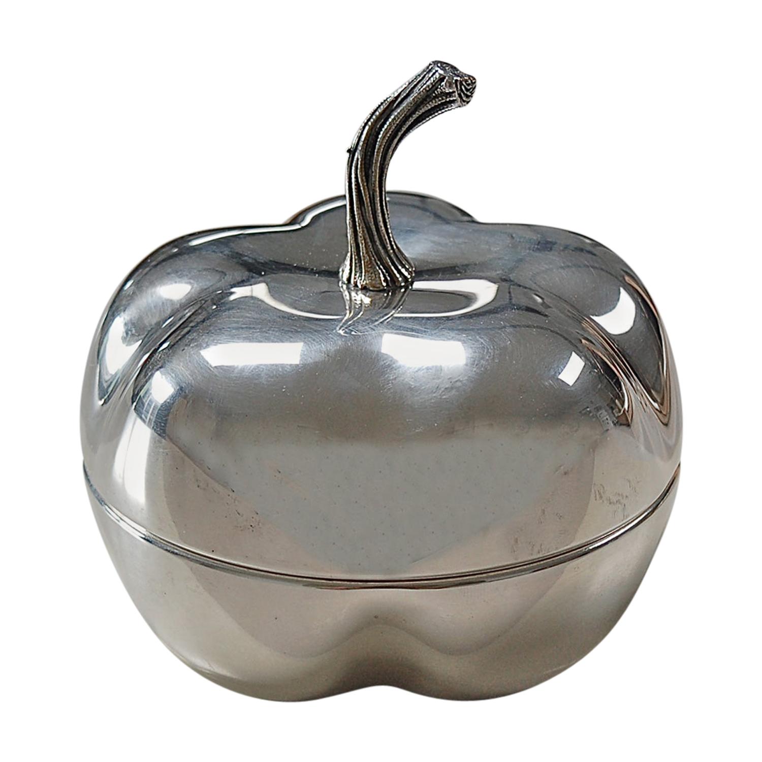 Silver Plated Pumpkin Shaped Decorative Box, 1970s, France For Sale