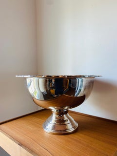 Silver Plated Punch Bowl with Flower Shell Rim Design