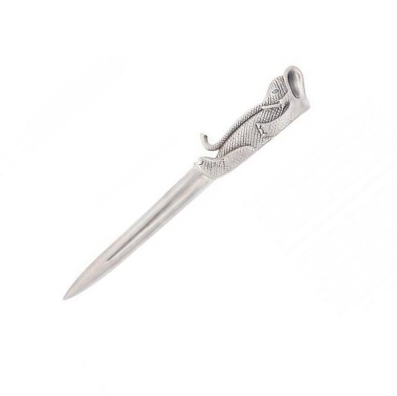 Contemporary Silver Plated Reclining Elephant Letter Opener by John Landrum Bryant For Sale