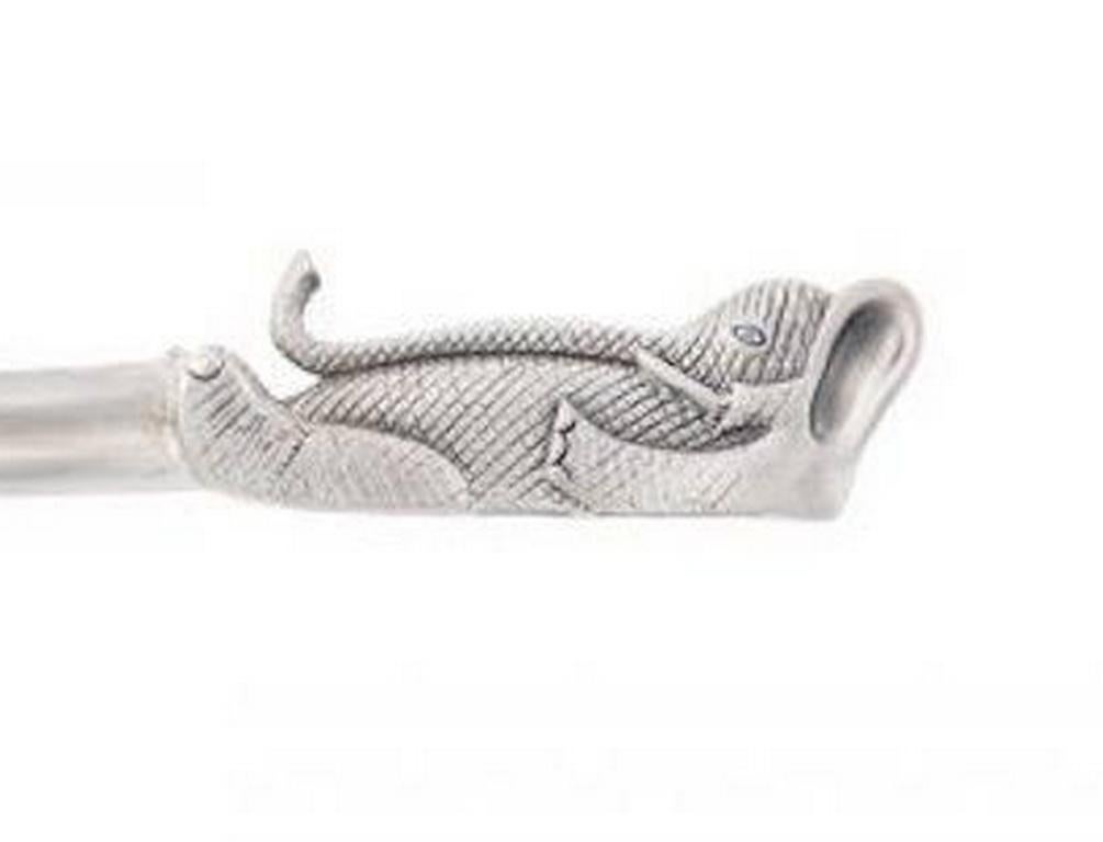 Silver Plated Reclining Elephant Letter Opener by John Landrum Bryant In New Condition For Sale In New York, NY