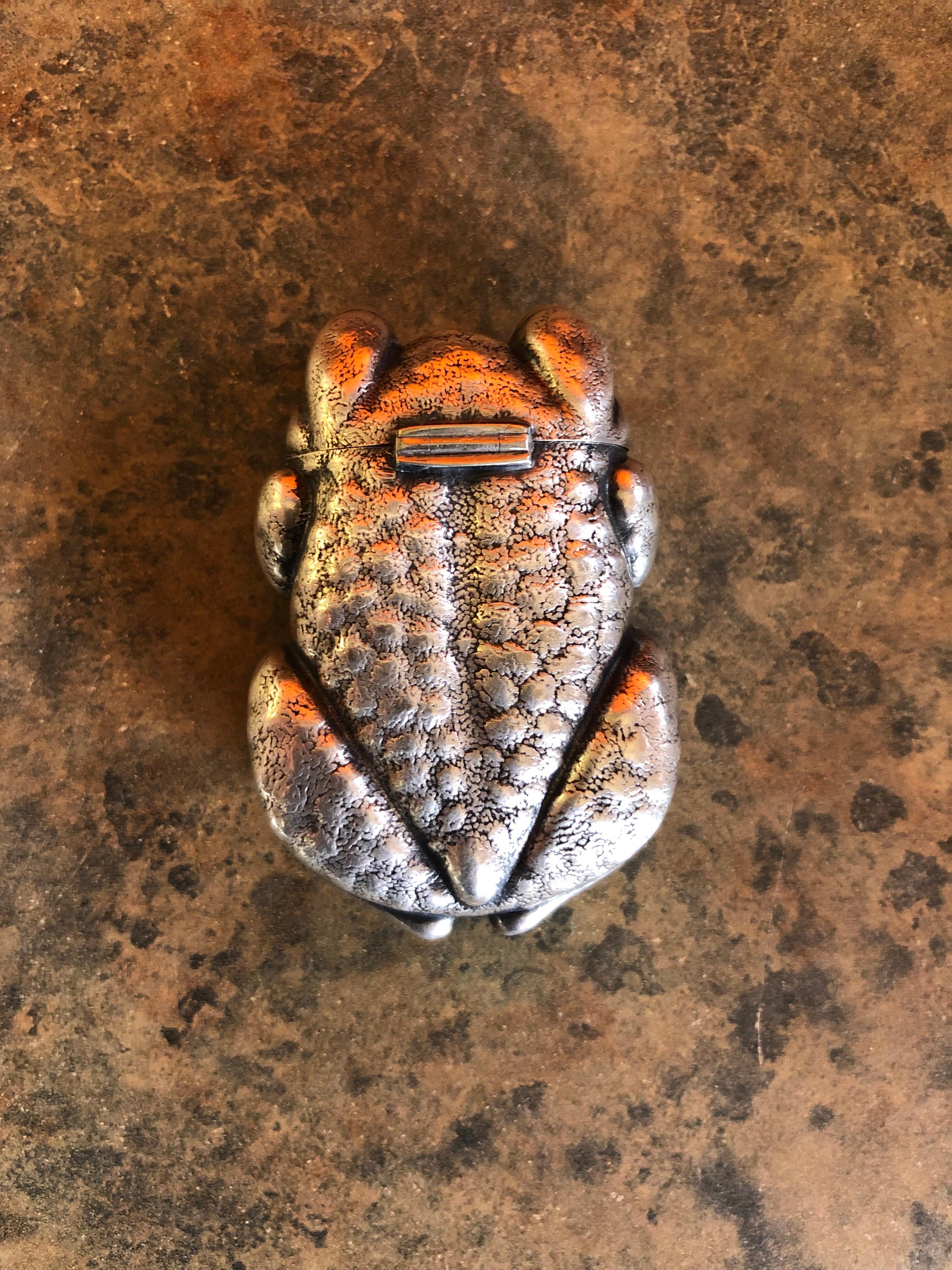 Repoussé Silver Plated Repousse Frog Form Match Safe by Gorham