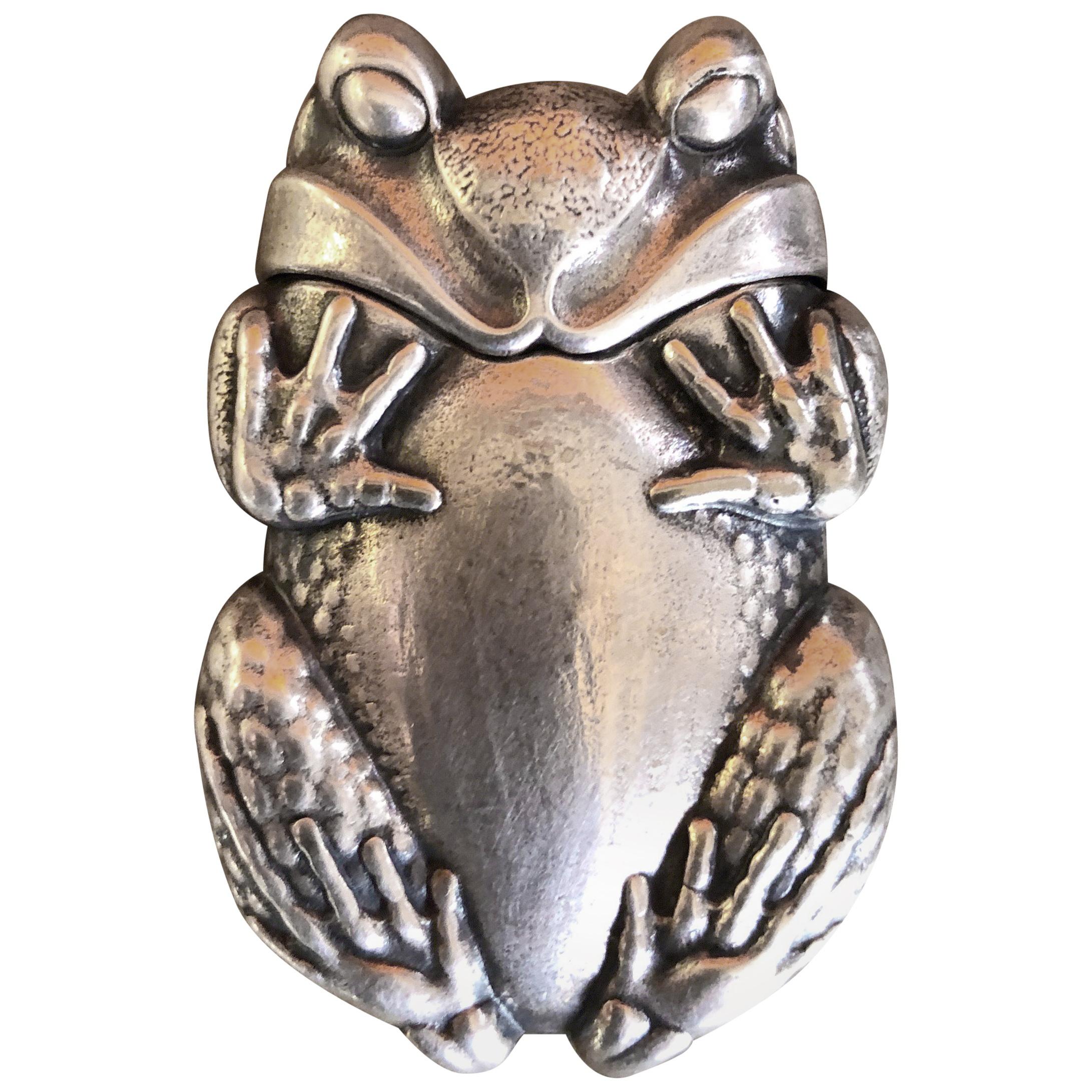 Silver Plated Repousse Frog Form Match Safe by Gorham
