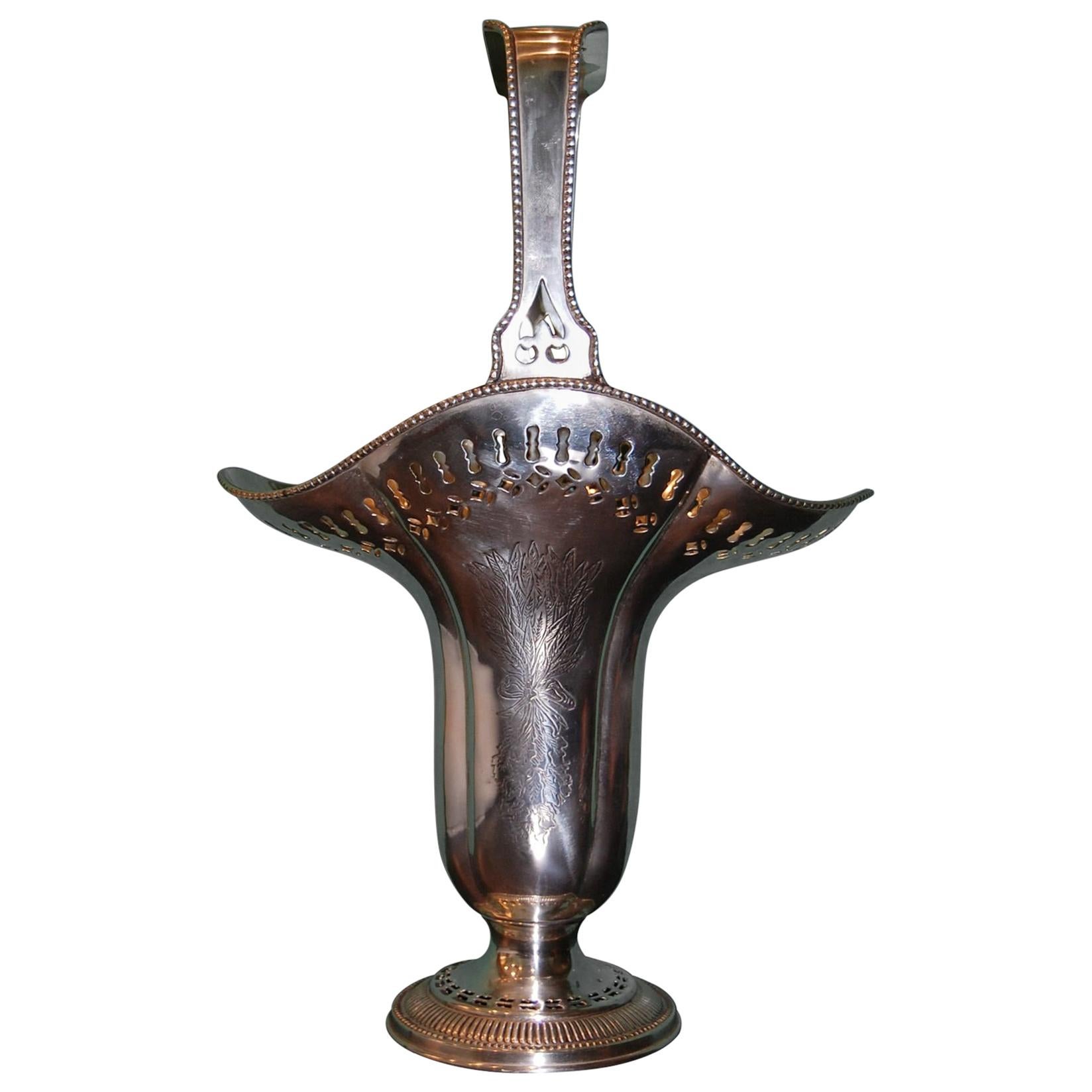 Silver Plated Repousse' Vase with Handle, circa 1900 For Sale