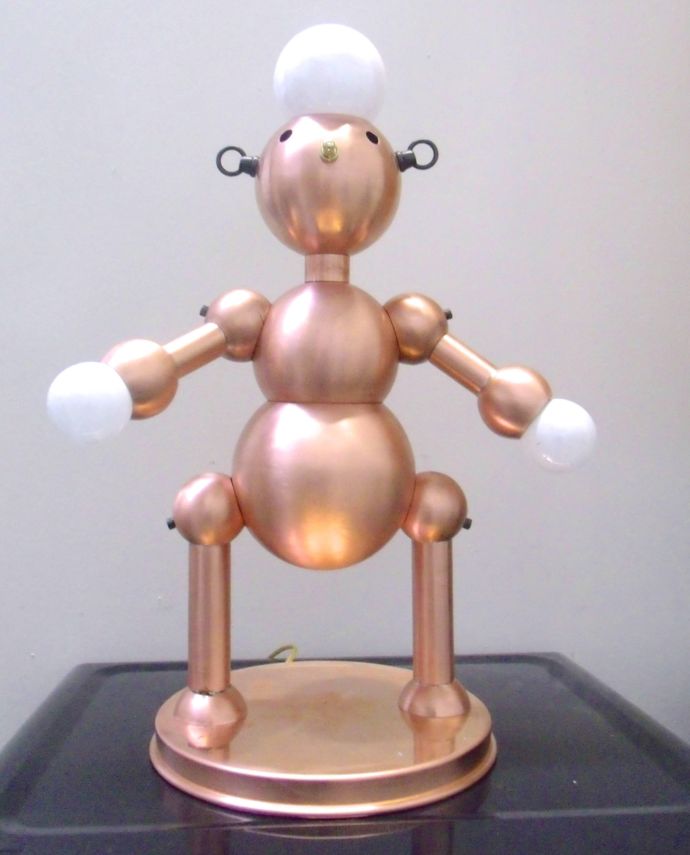 Lampe robot en métal argenté 4