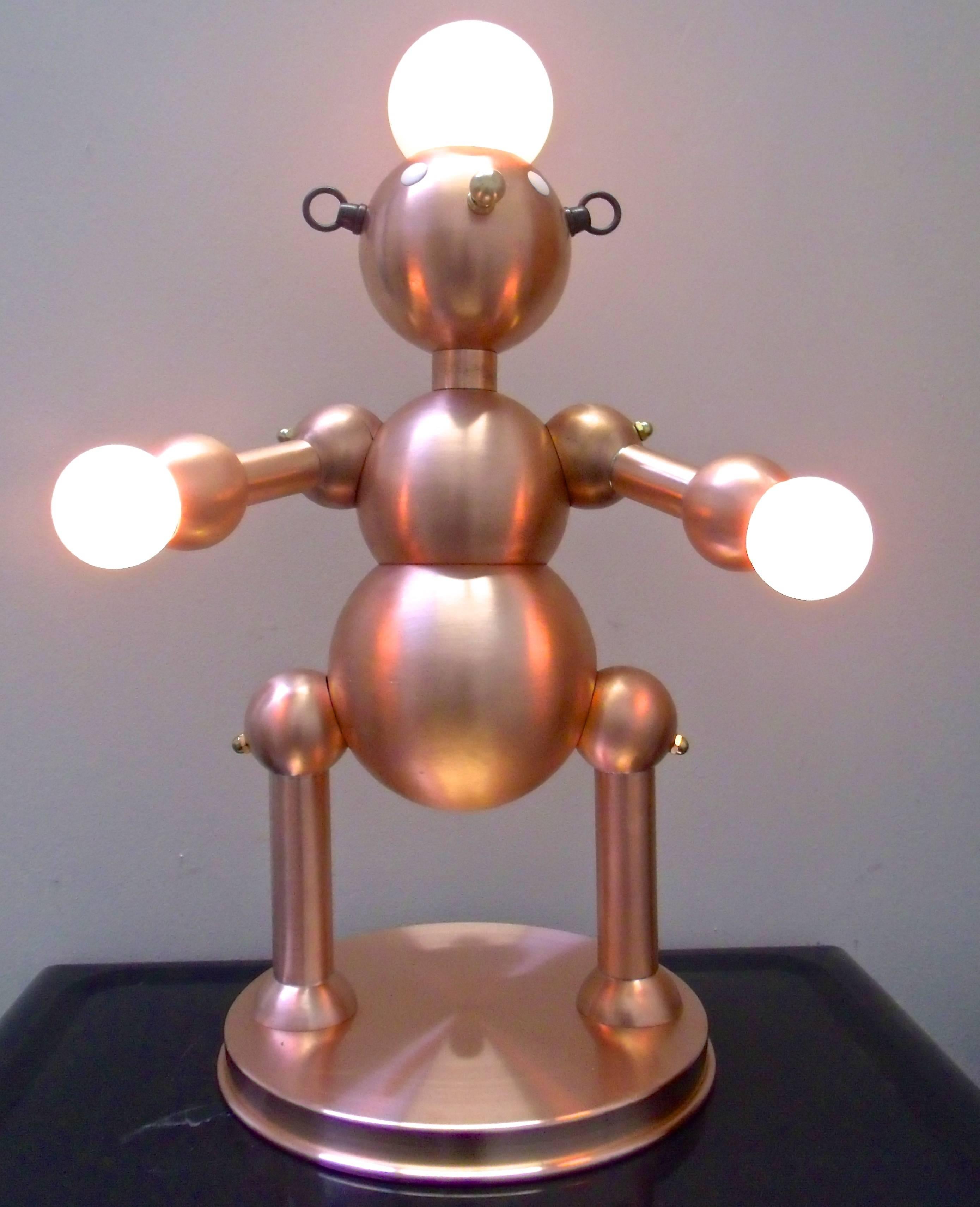 Lampe robot en métal argenté 5