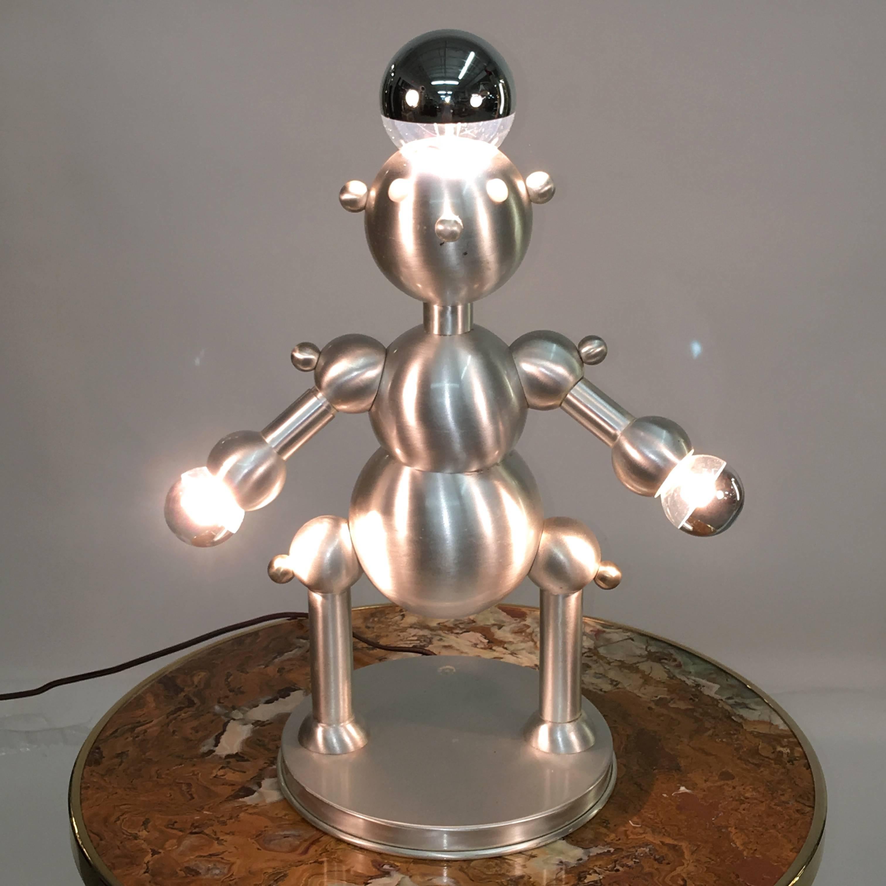 Brushed Silver Plated Robot Lamp