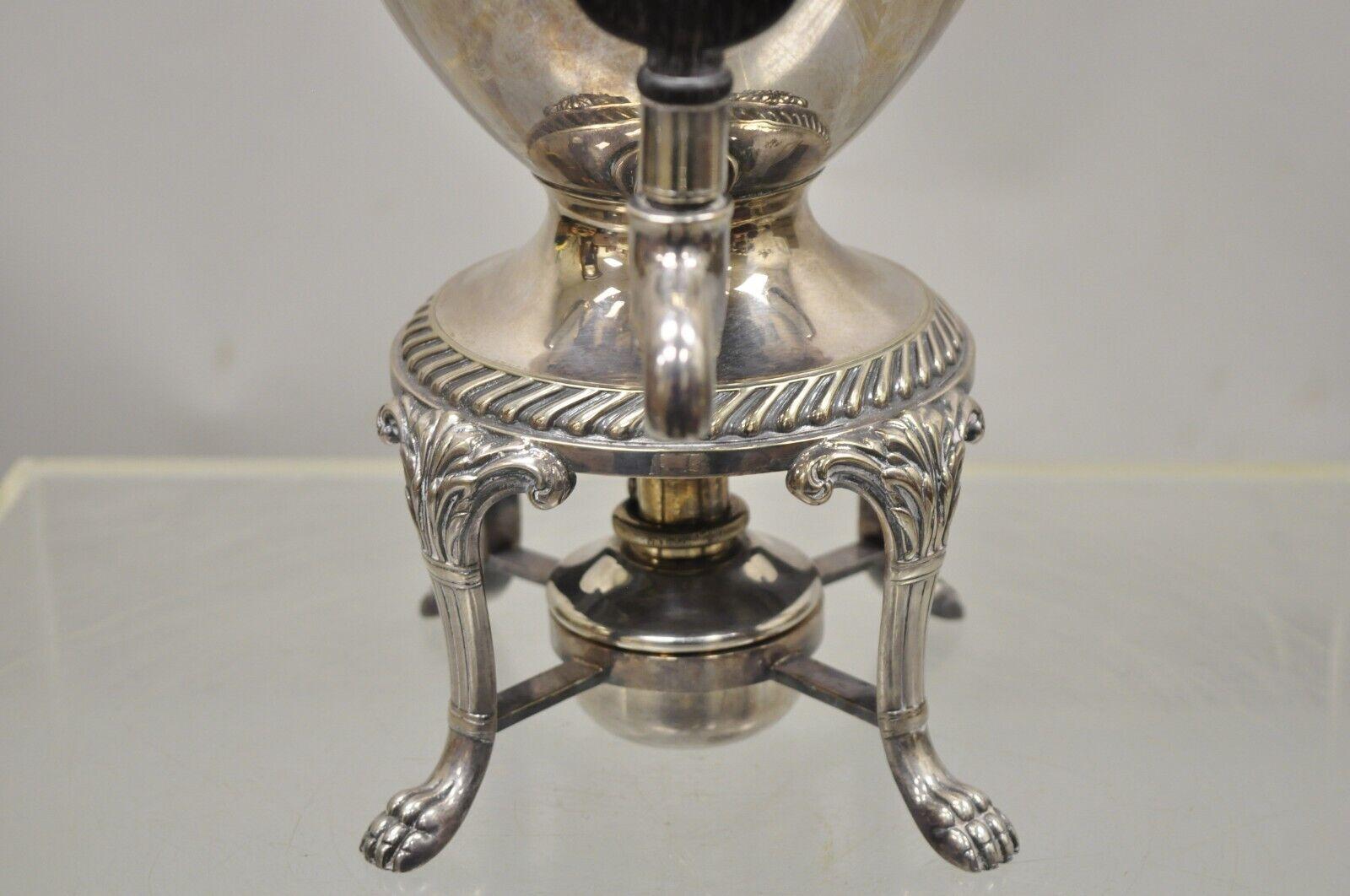 Silver Plated Samovar Coffee Tea Urn Regency Lions By International Silver Co. In Good Condition For Sale In Philadelphia, PA