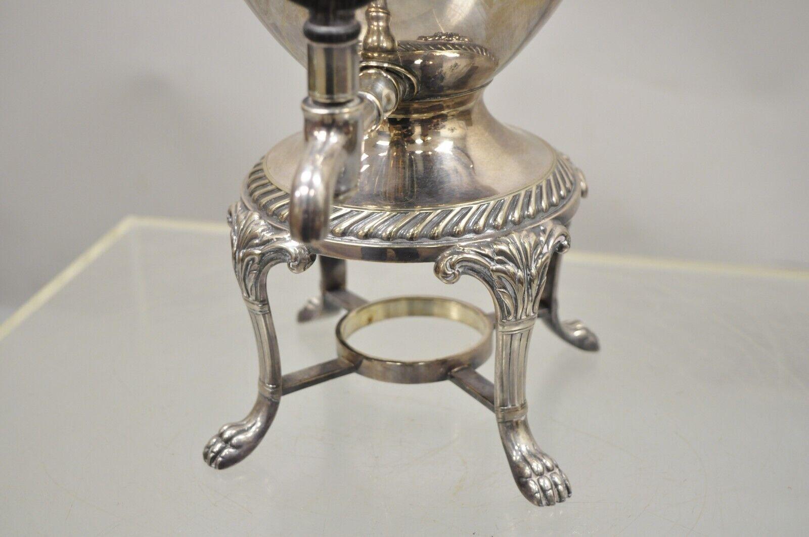 Silver Plated Samovar Coffee Tea Urn Regency Lions By International Silver Co. In Good Condition For Sale In Philadelphia, PA