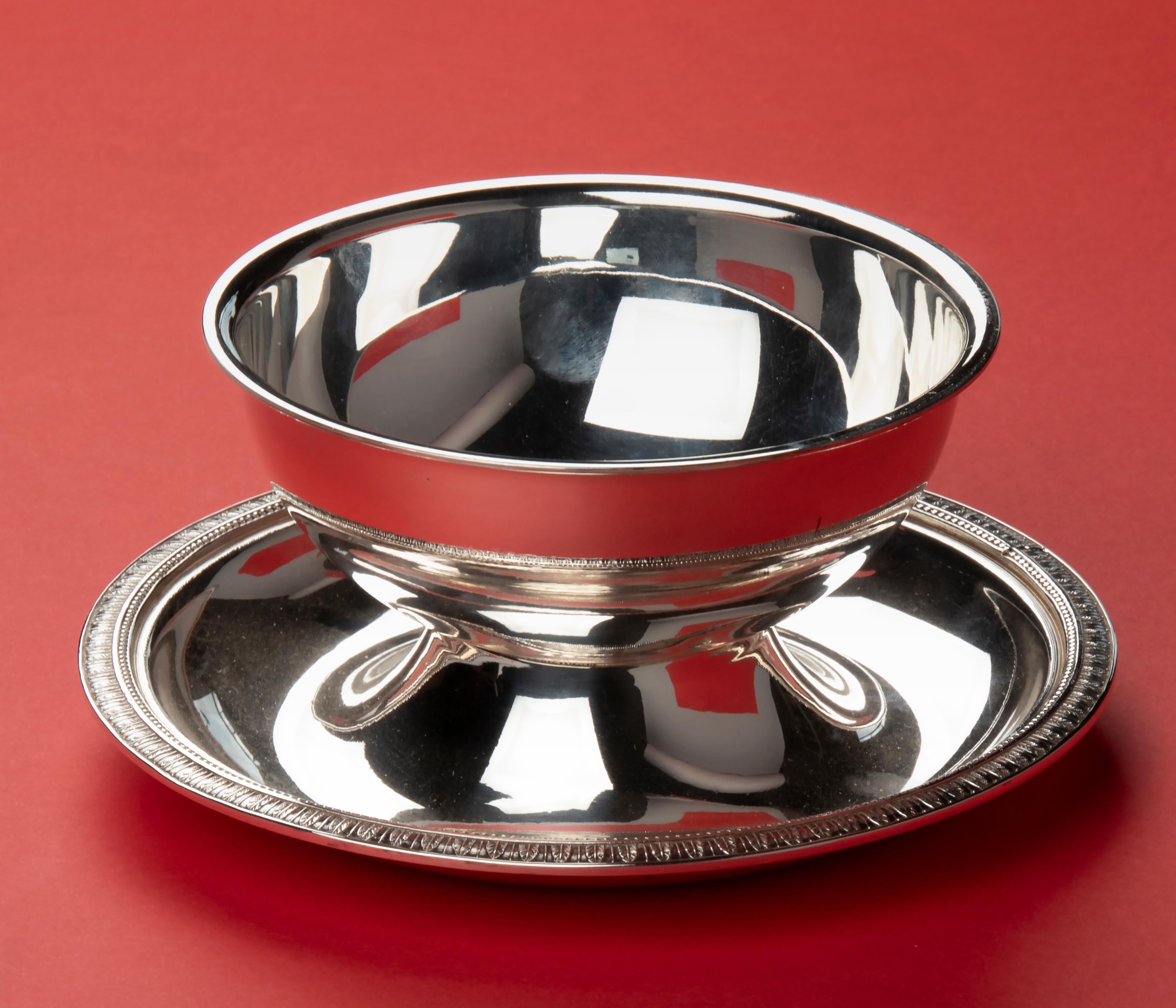 Silver Plated Sauce Bowl Made by Christofle Model Malmaison For Sale 4