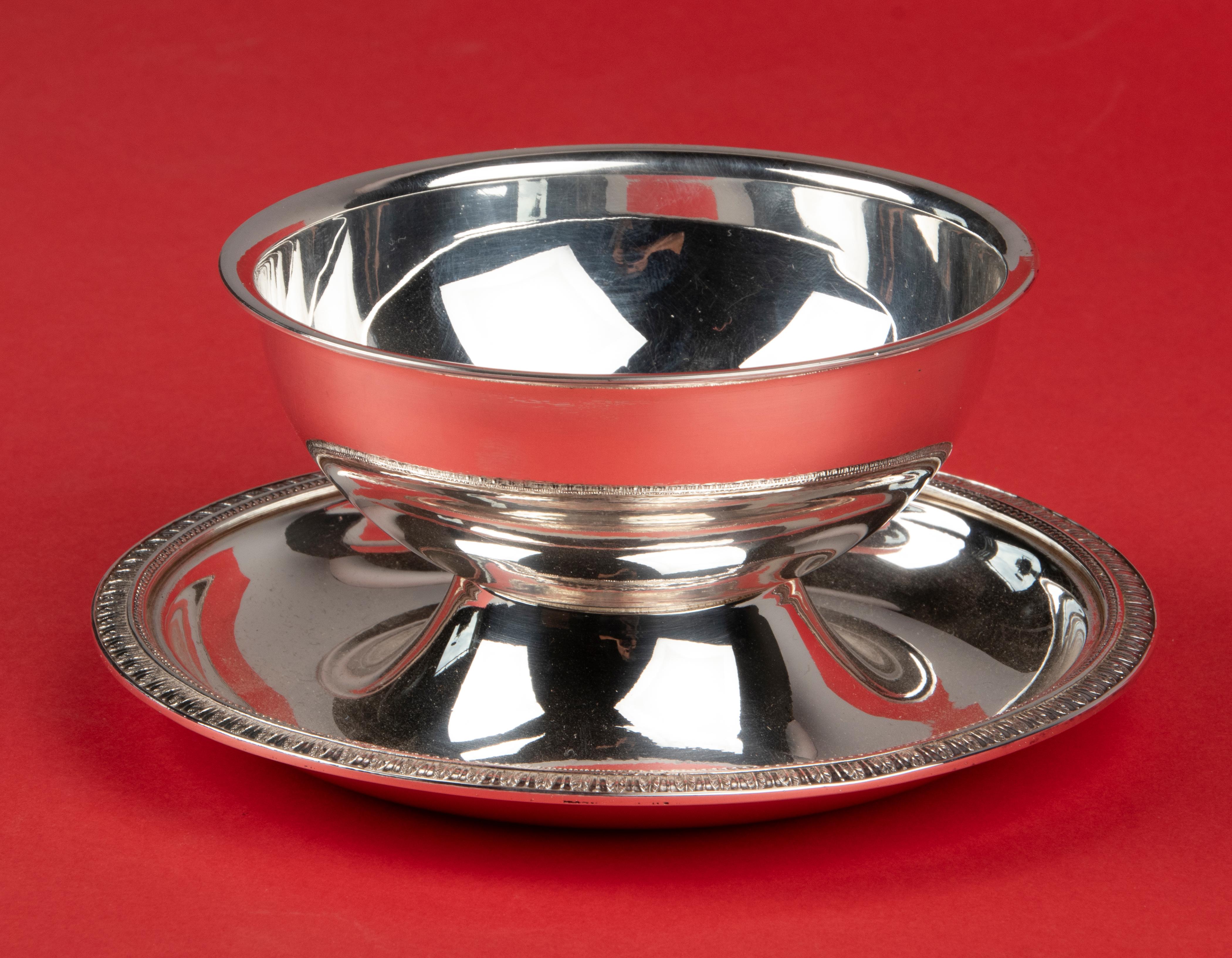 Silver Plated Sauce Bowl Made by Christofle Model Malmaison For Sale 3