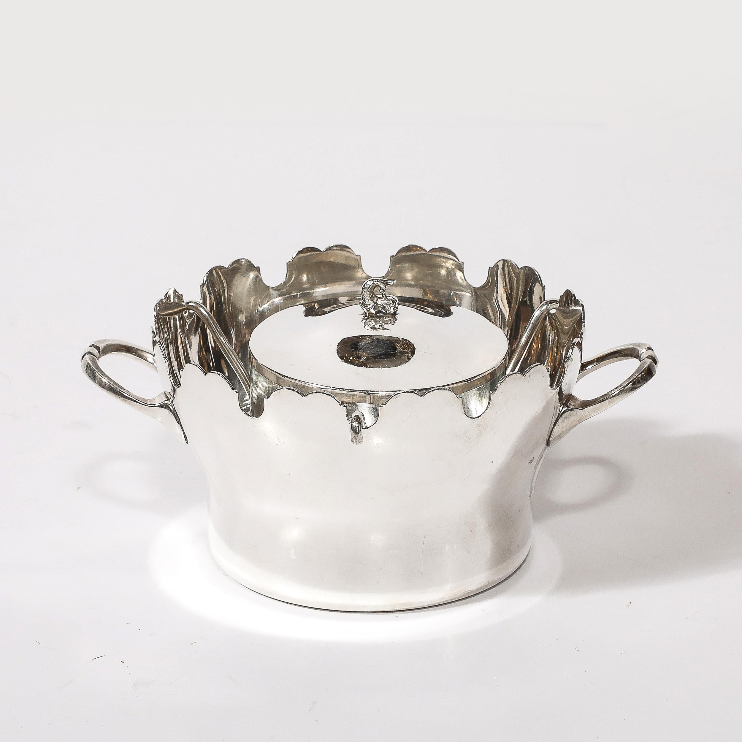 Silver Plated Scalloped Edge Caviar Dish by Plasait In Excellent Condition In New York, NY