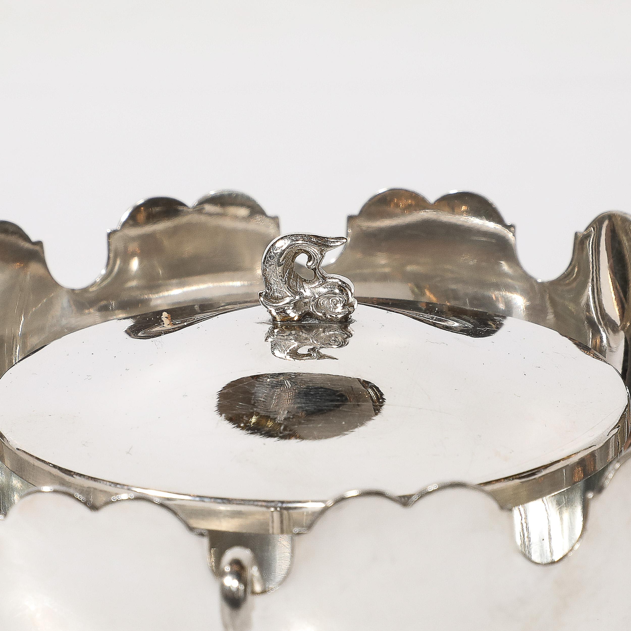 20th Century Silver Plated Scalloped Edge Caviar Dish by Plasait
