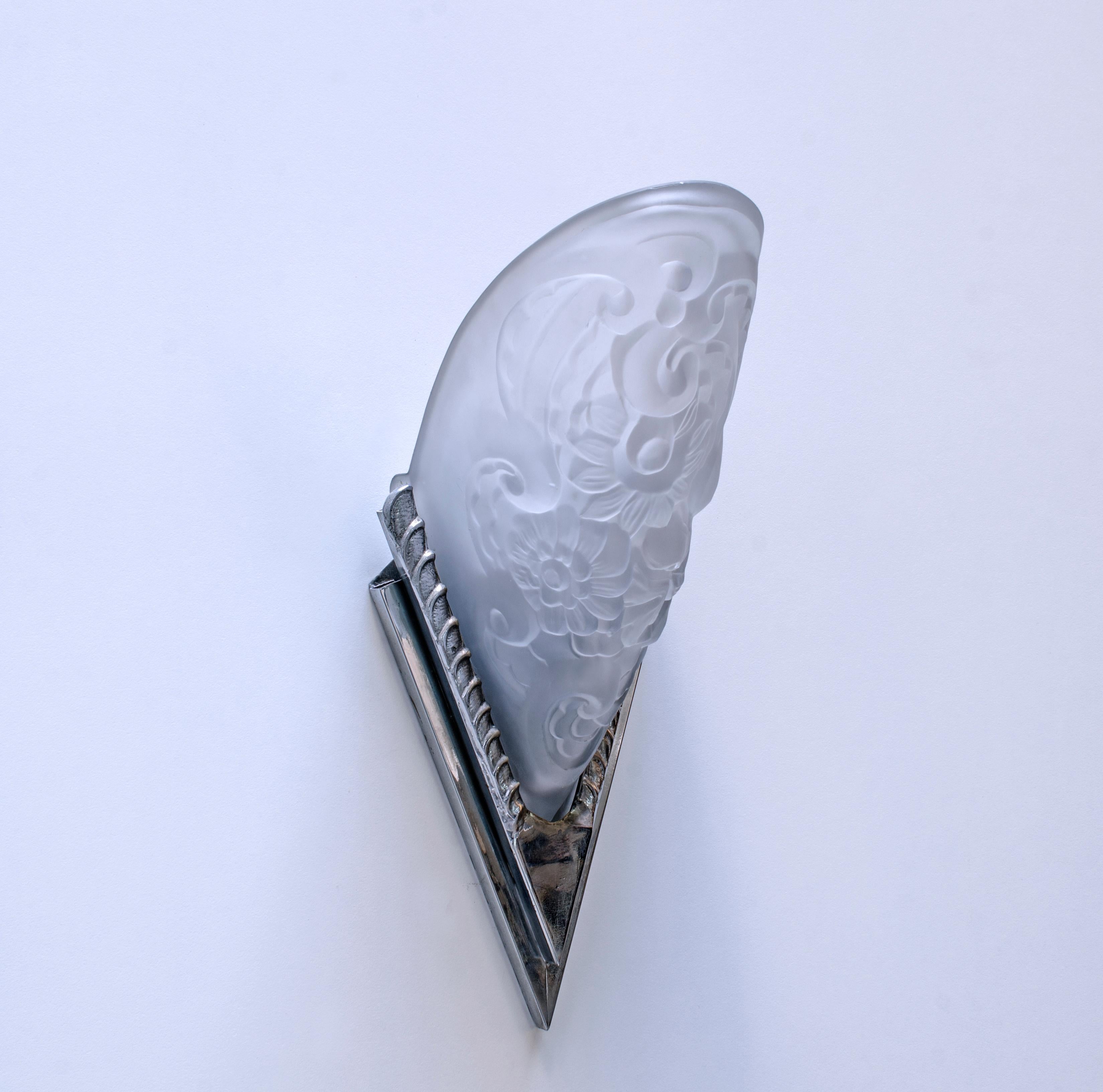 Art Déco Applique placcate in argento attribuite a Simonet Freres in vendita