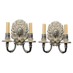 Silver Plated Sconces with Cherubs