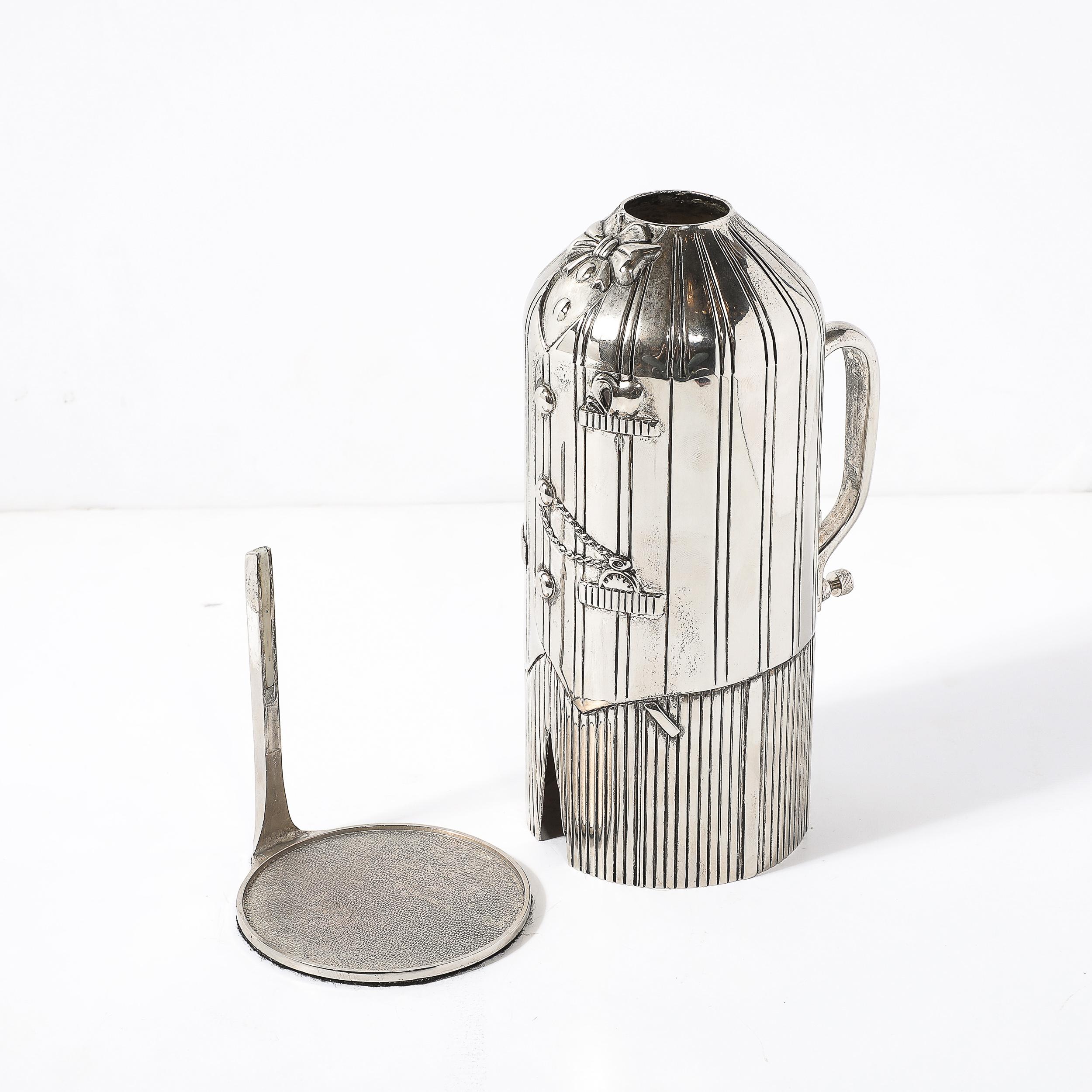 Versilberter skulpturaler Weinflaschenhalter mit Butler-Motiv im Angebot 4