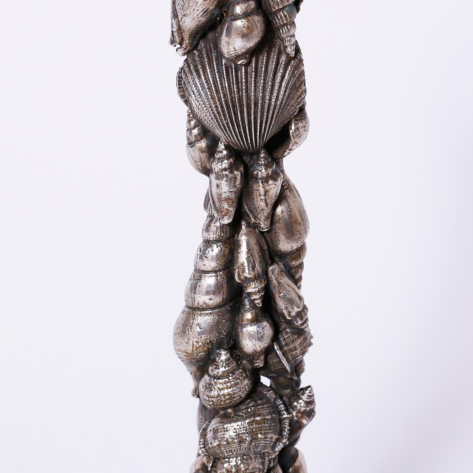 Silver Plated Seashell Candlesticks In Good Condition In Palm Beach, FL