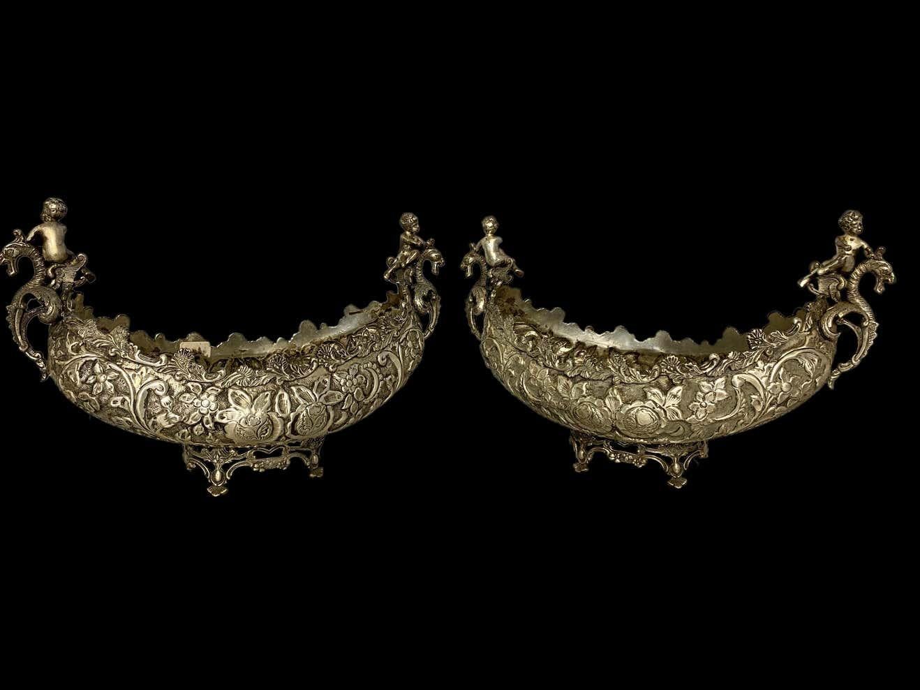 Silver Plate Silver-Plated Serveware, Venetian Gondolas, 20th Century For Sale