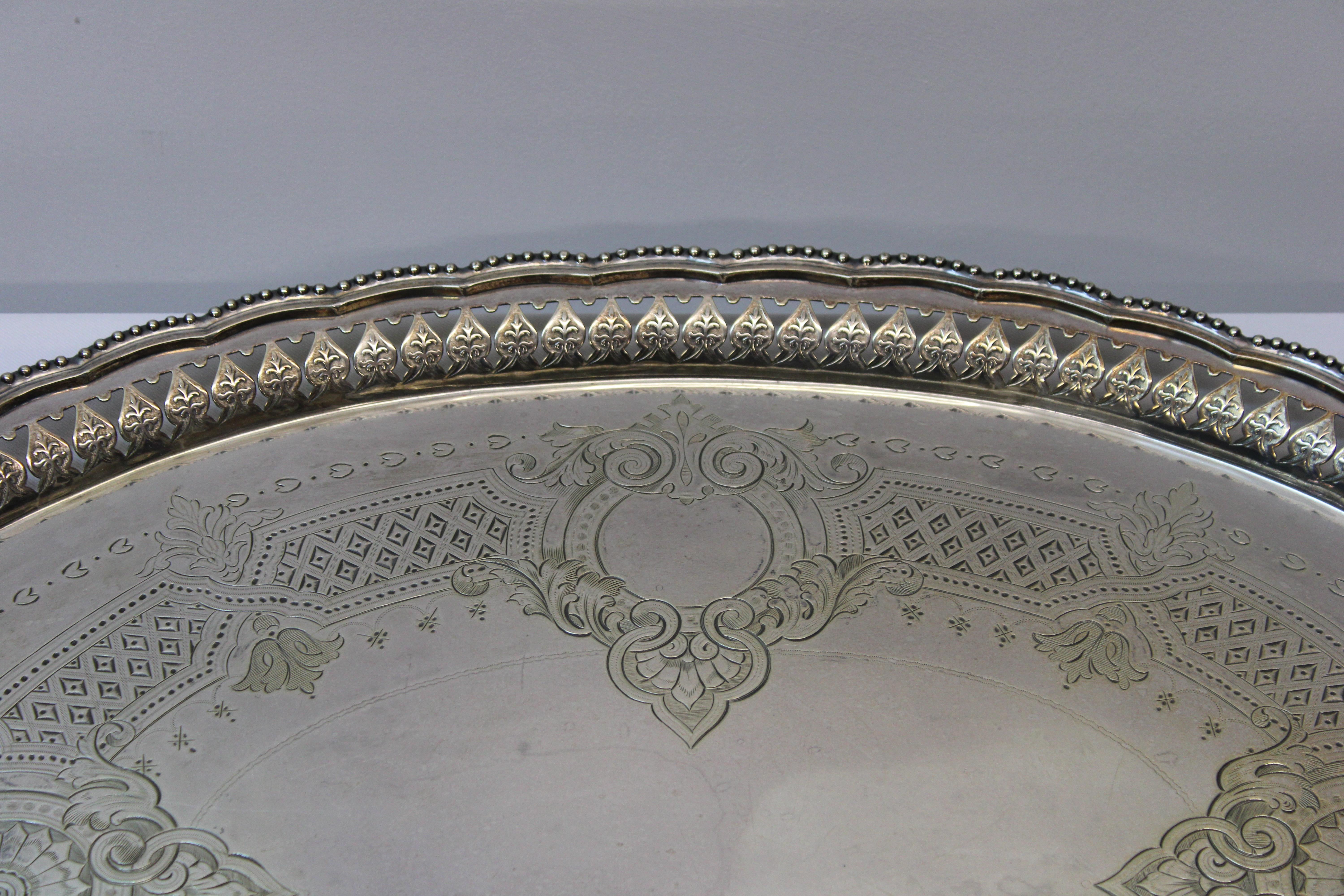 20th Century Silver Plated Serving Platter For Sale