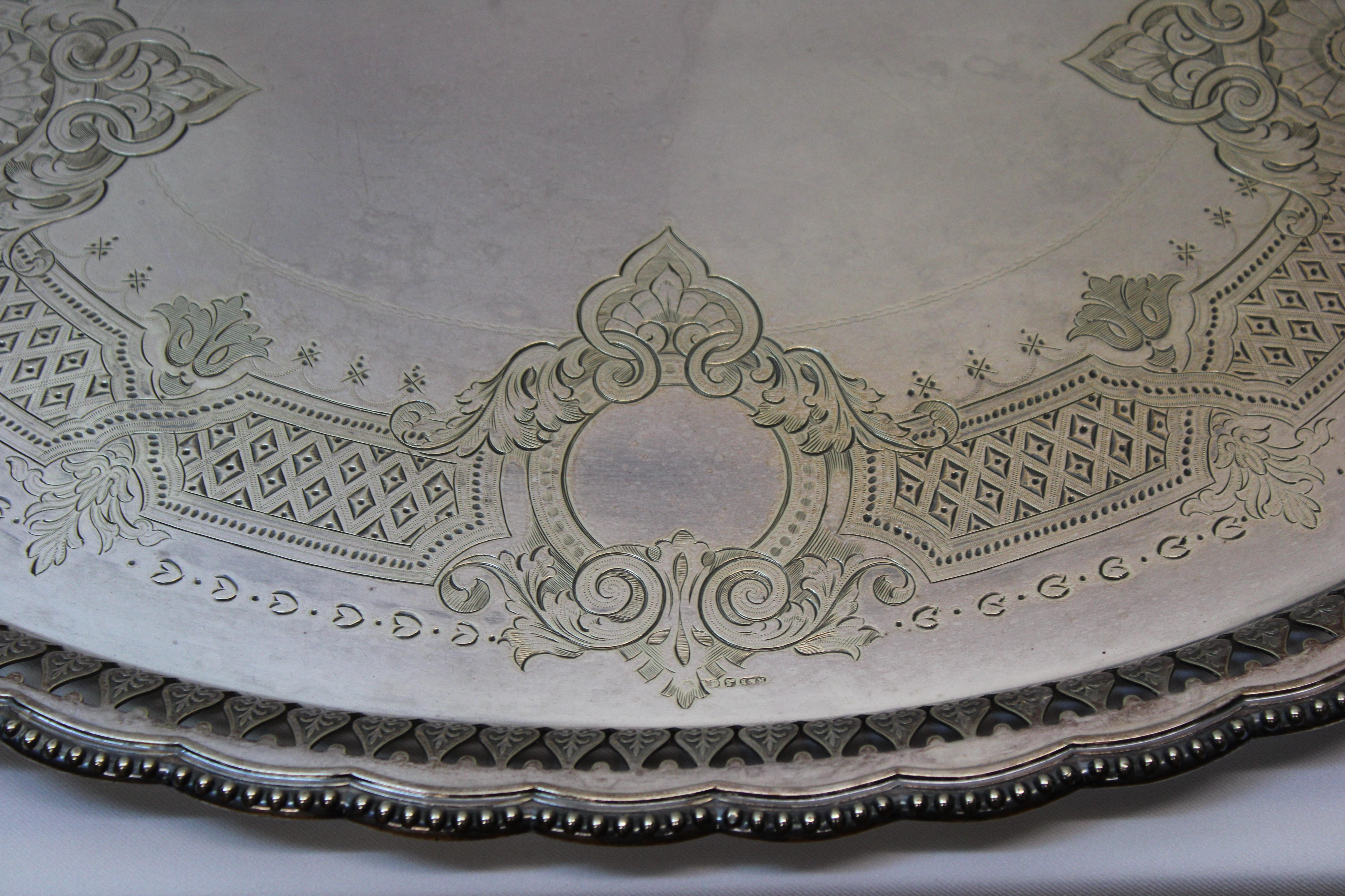 Silver Plated Serving Platter For Sale 1