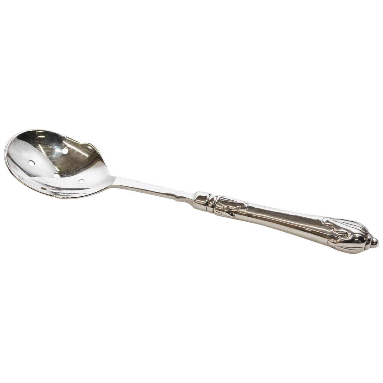 Silver Plated Serving Spoon with Pierced Bowl