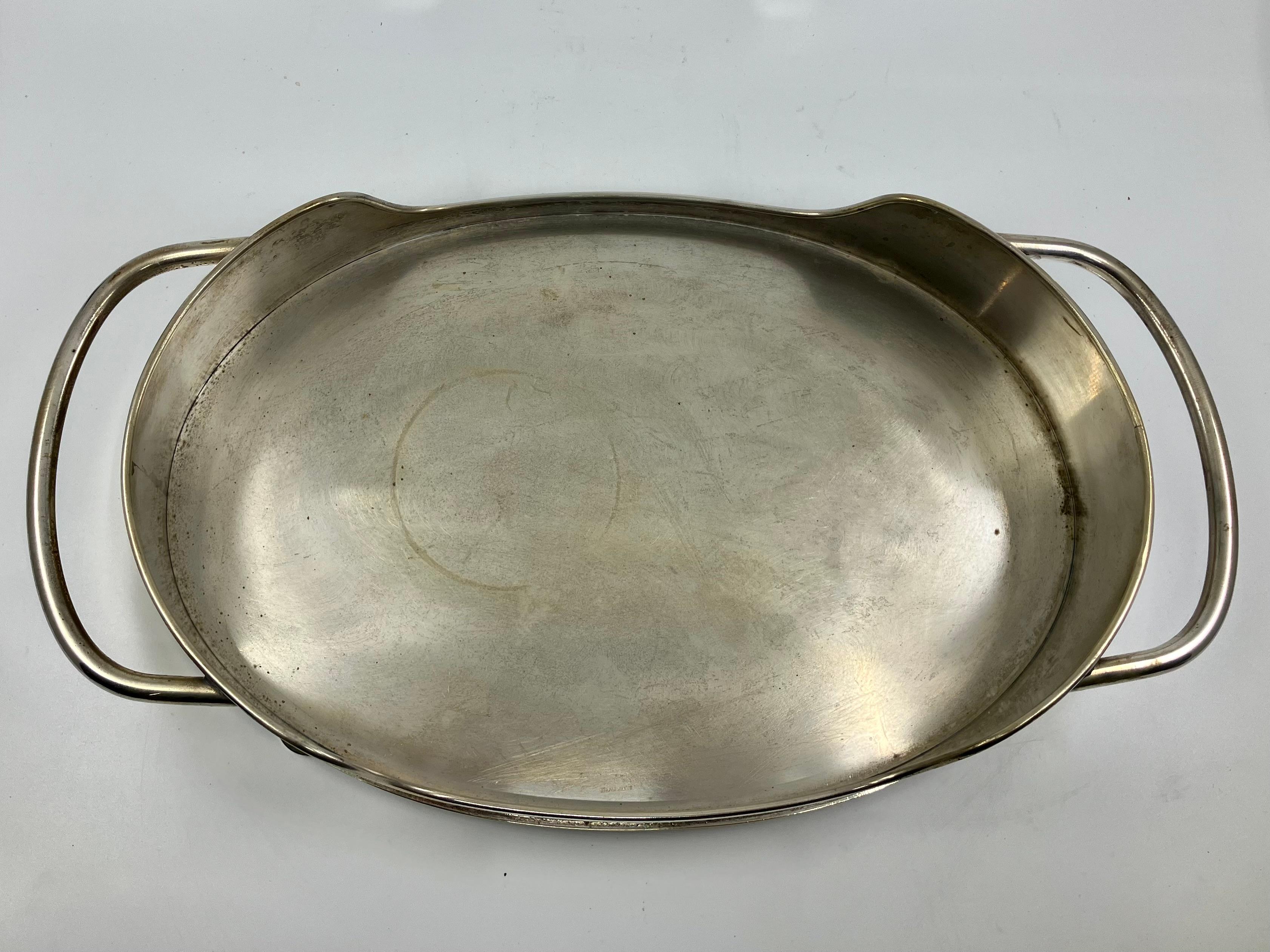 Silver Plated Serving Tray For Sale 4