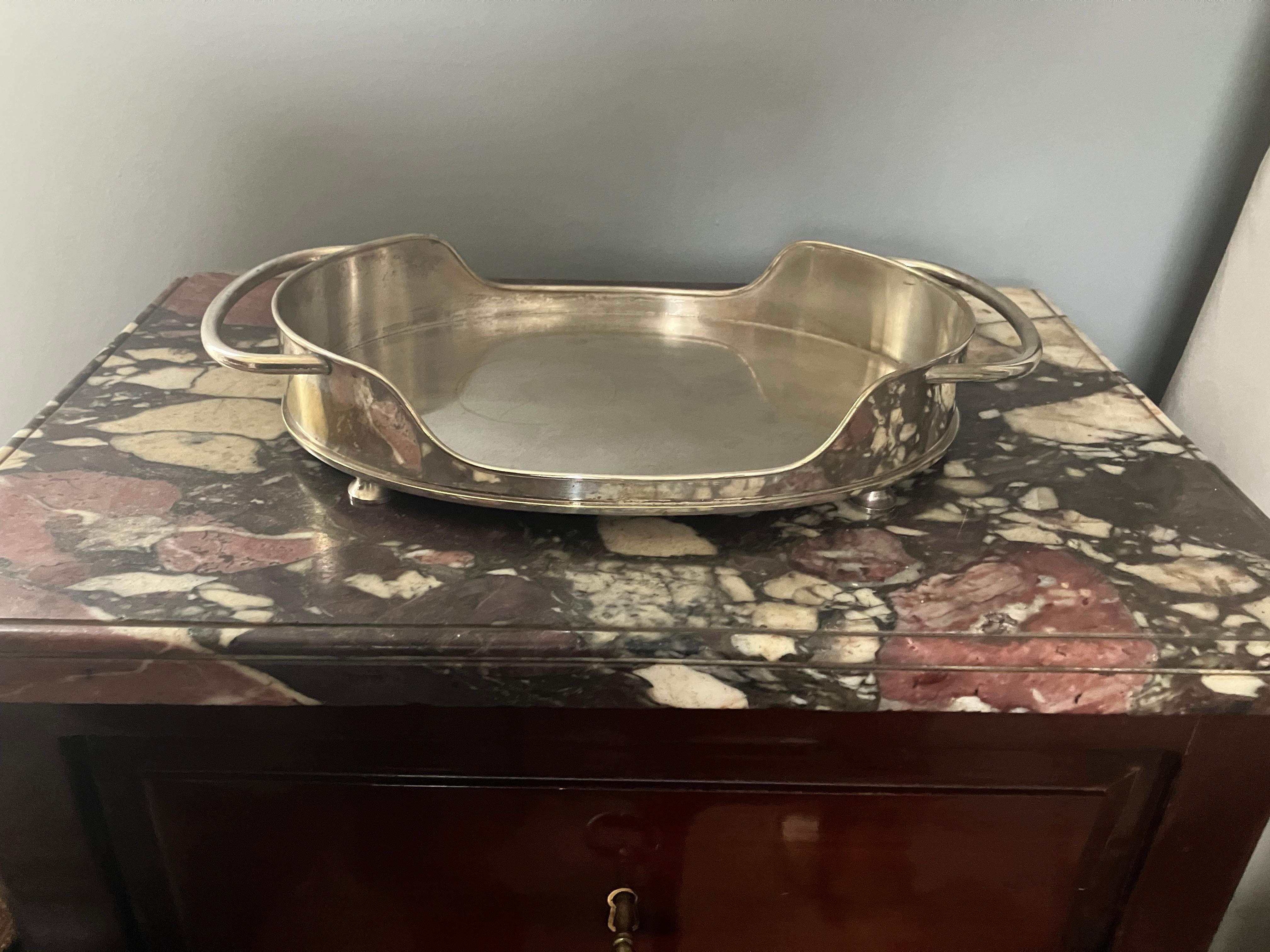 Mid-Century Modern Silver Plated Serving Tray For Sale