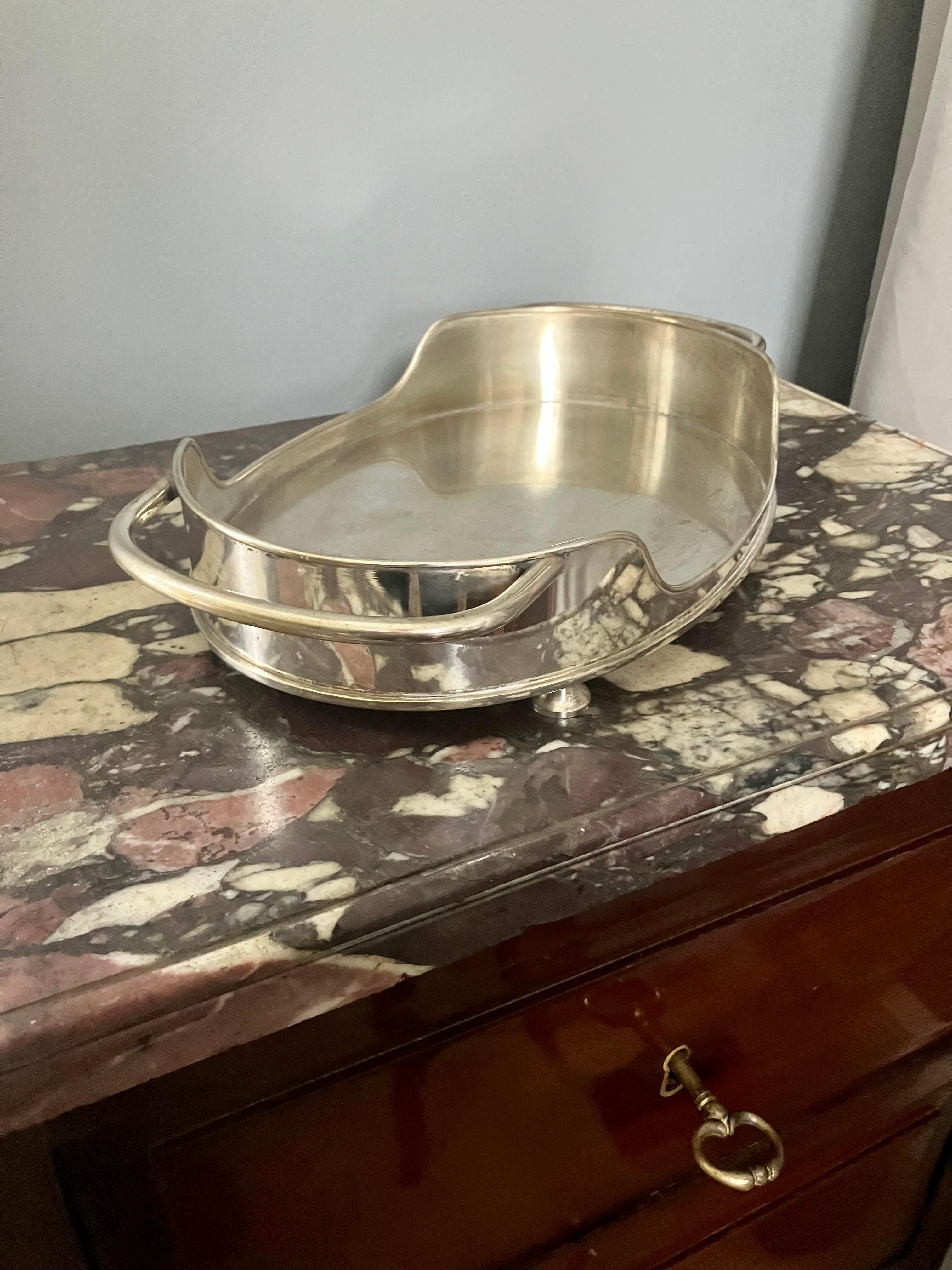Polished Silver Plated Serving Tray For Sale