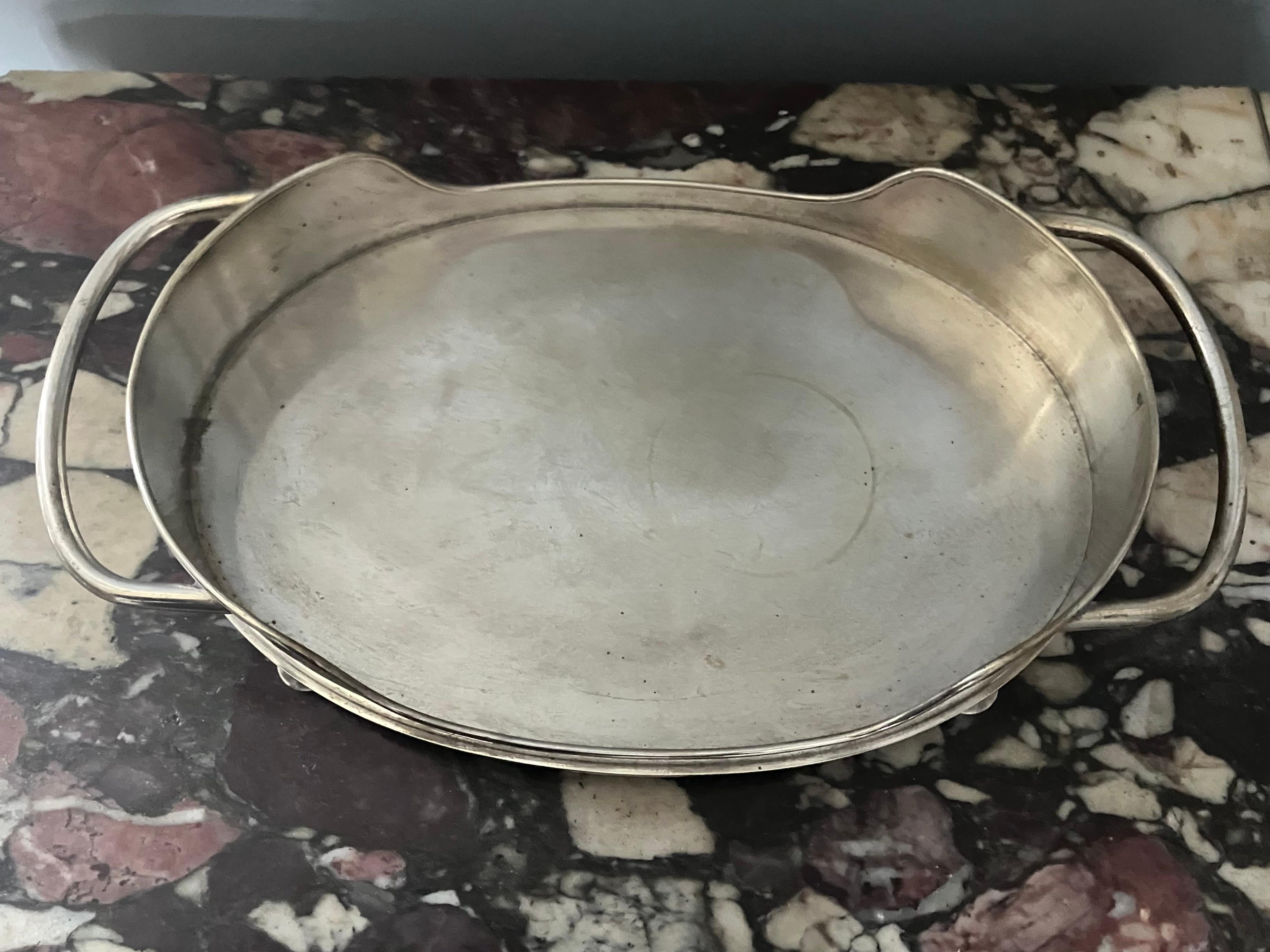Silver Plated Serving Tray In Good Condition For Sale In New York, NY