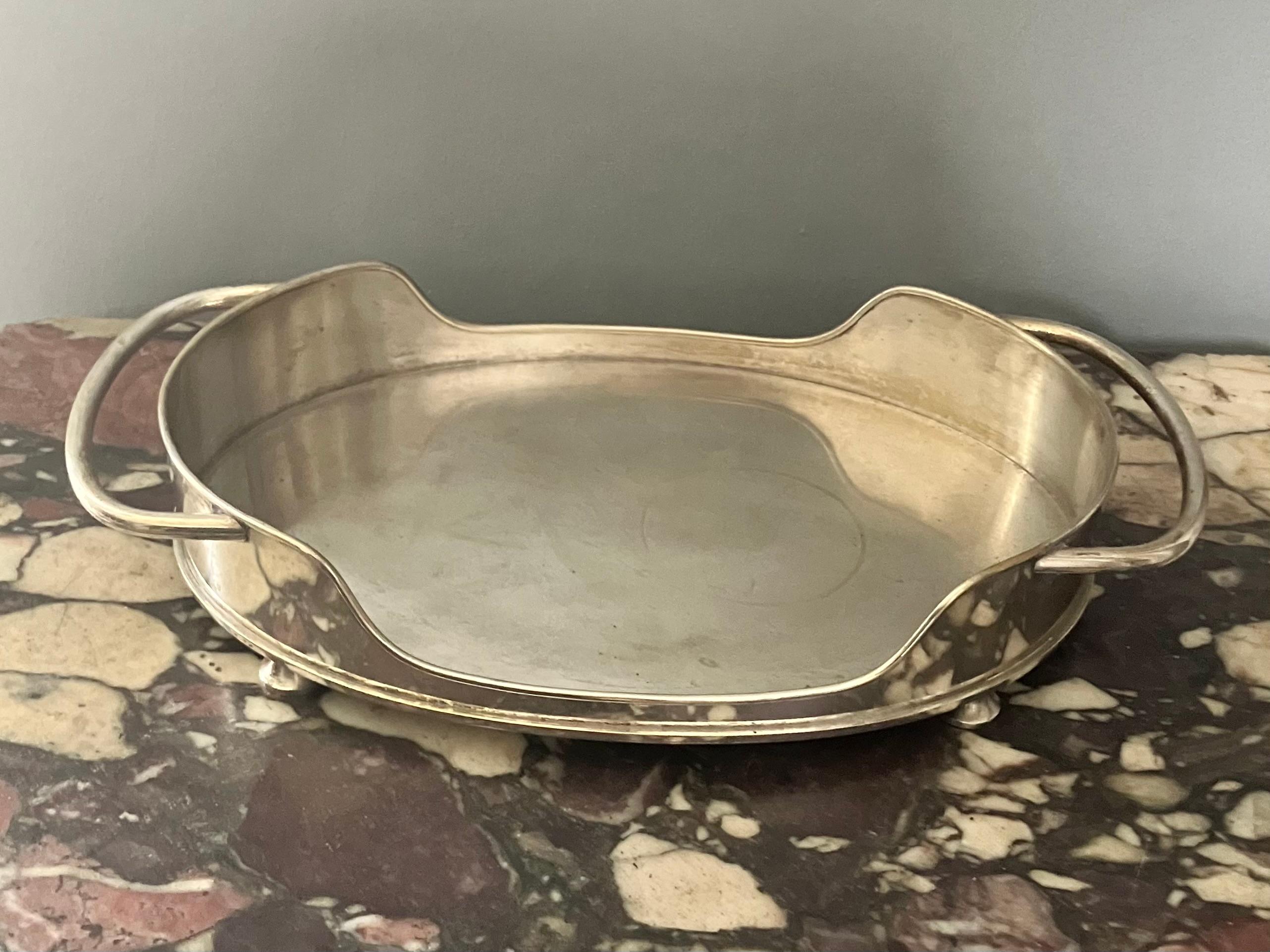 20th Century Silver Plated Serving Tray For Sale