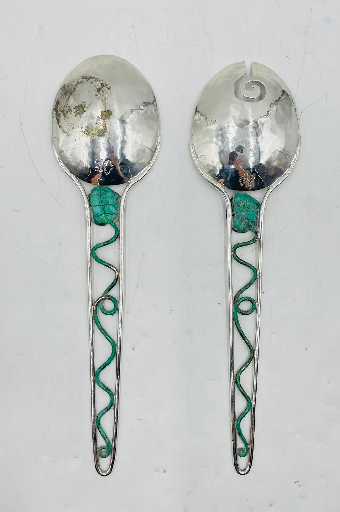 Utensili da portata placcati in argento di Emilia Castillo, Messico, anni '80 In condizioni buone in vendita a Los Angeles, CA