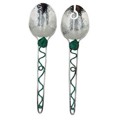 Utensils de service plaqués argent par Emilia Castillo, Mexique, années 1980