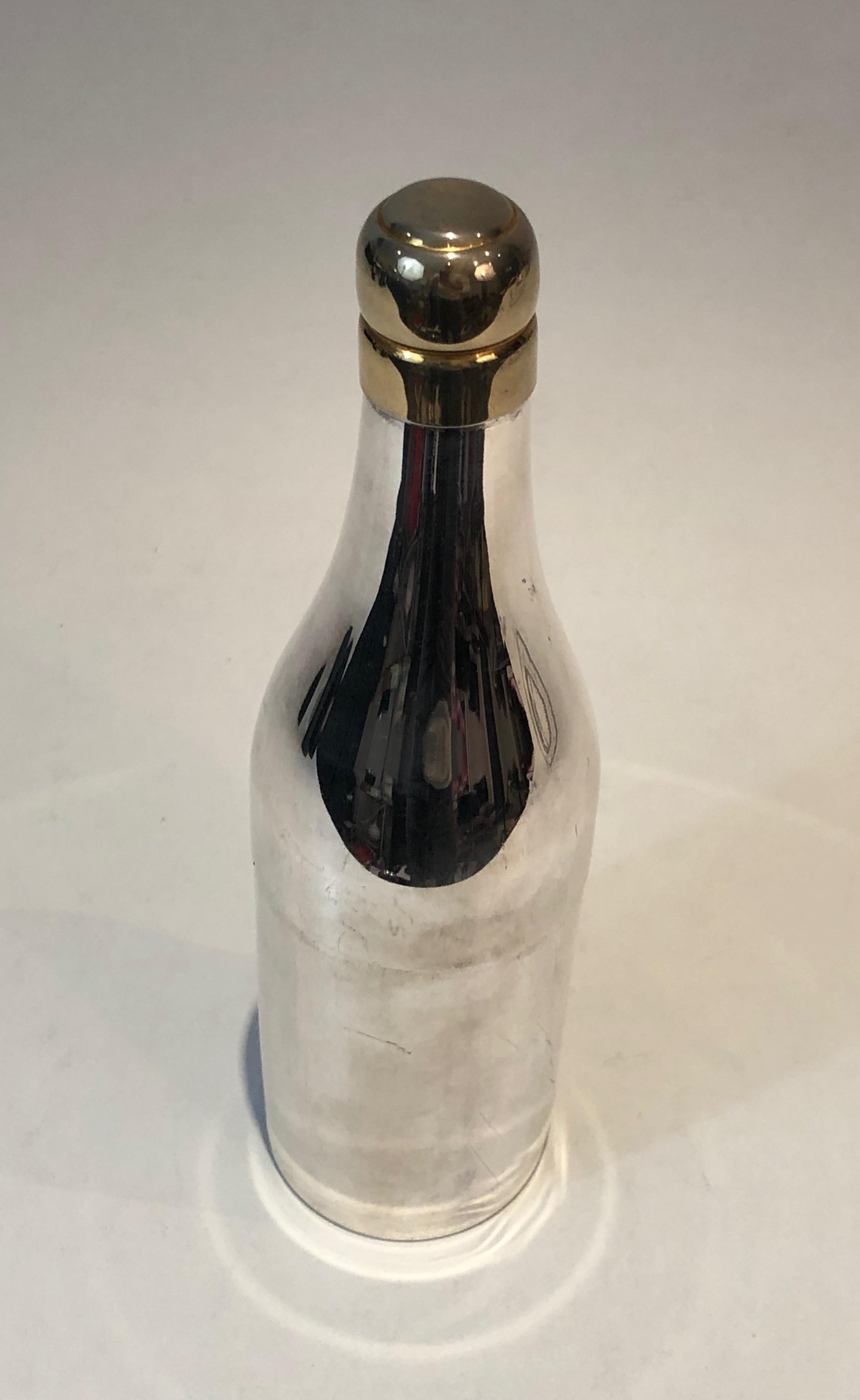 Silver Plated Shaker Presenting a Champagne Bottle, French, Circa 1930 3