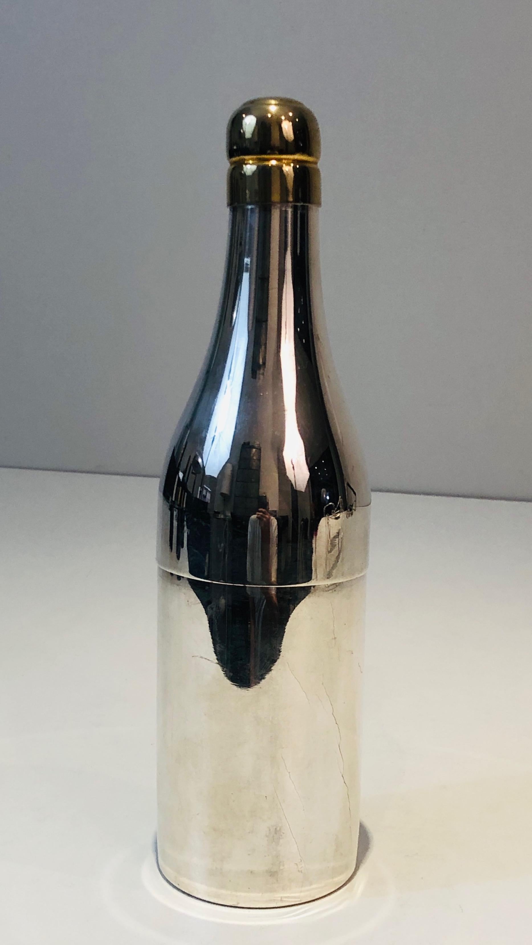Silver Plated Shaker Presenting a Champagne Bottle, French, Circa 1930 4