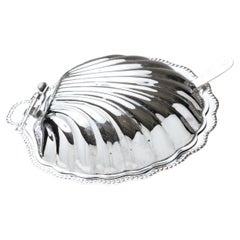 Silver-plated shell butter dish, 1970s