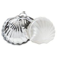 Silver-plated shell butter dish, 1970s