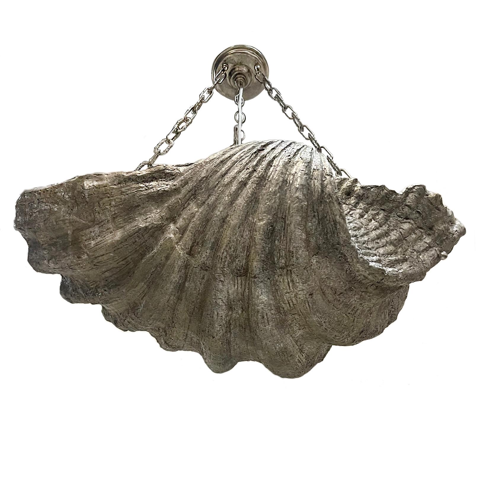 Italian Silver Plated Plaster Shell Chandelier For Sale