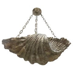 Retro Silver Plated Plaster Shell Chandelier